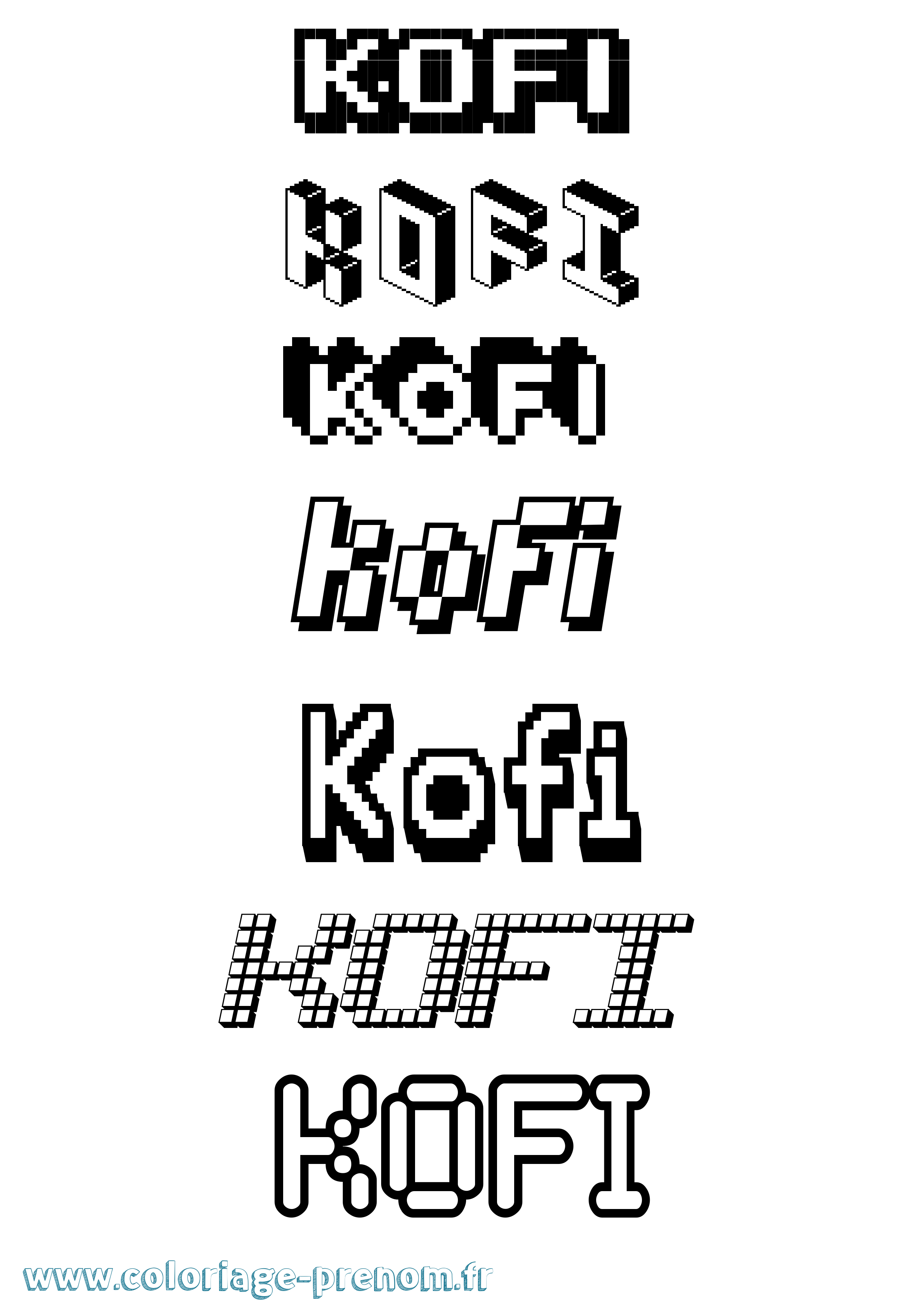 Coloriage Kofi Pixel Coloriage prénom Kofi Pixel