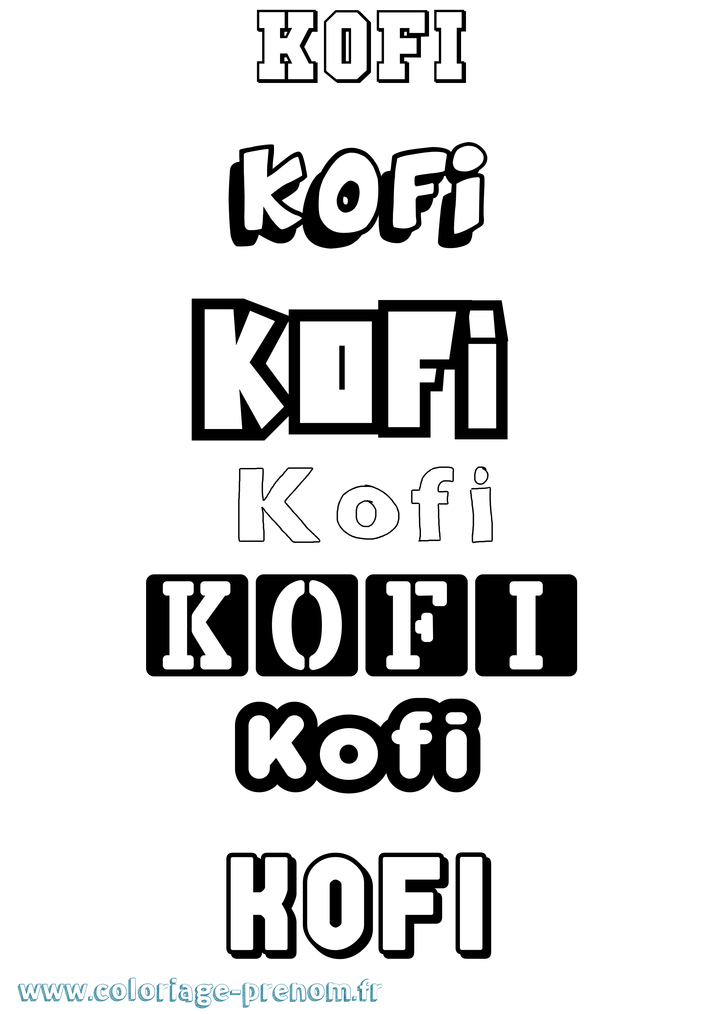 Coloriage Kofi Simple Coloriage prénom Kofi Simple