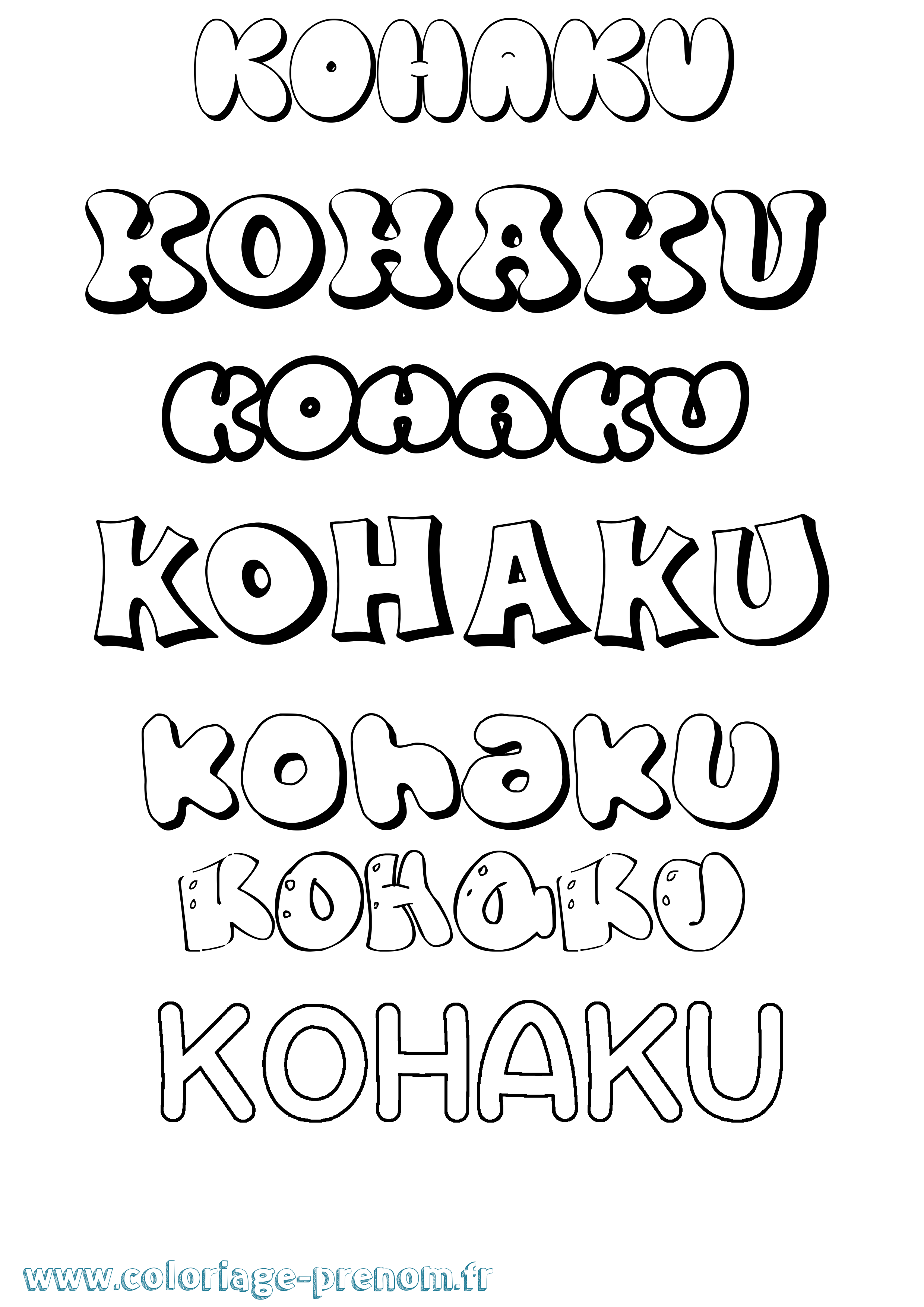 Coloriage prénom Kohaku Bubble