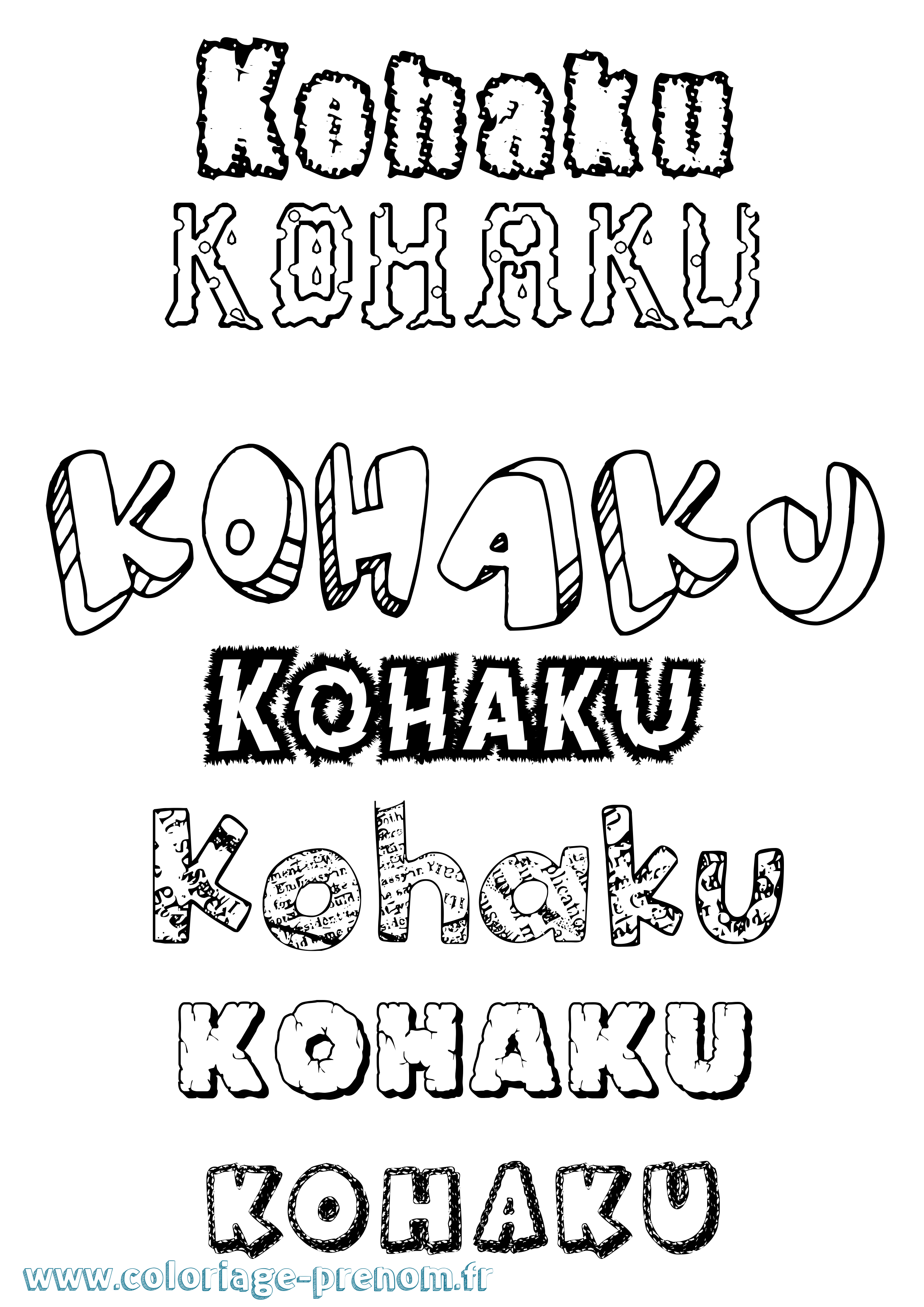 Coloriage prénom Kohaku Destructuré