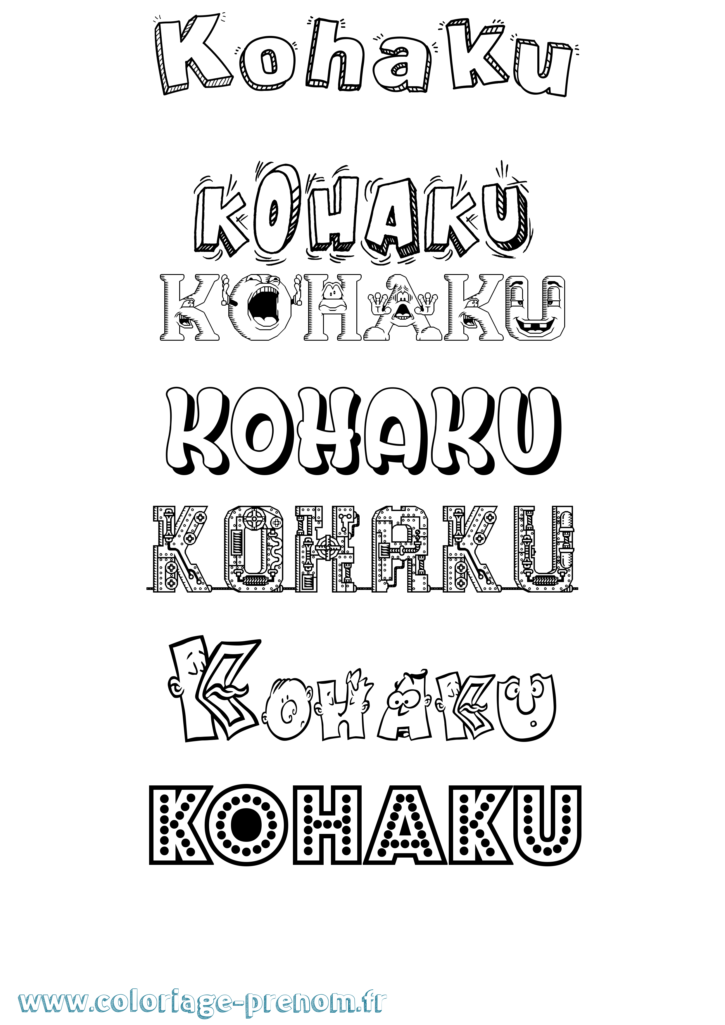 Coloriage prénom Kohaku Fun
