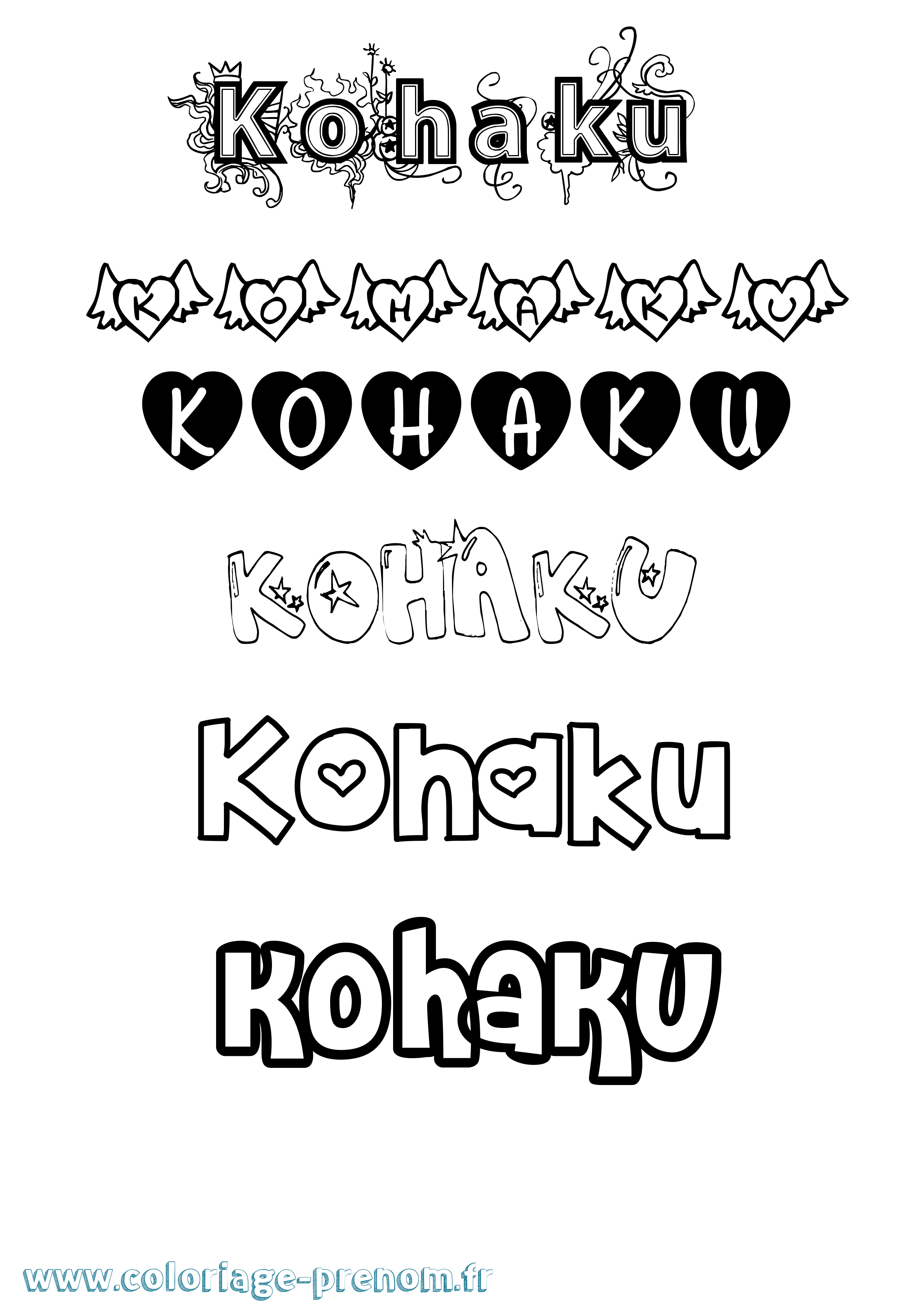 Coloriage prénom Kohaku Girly