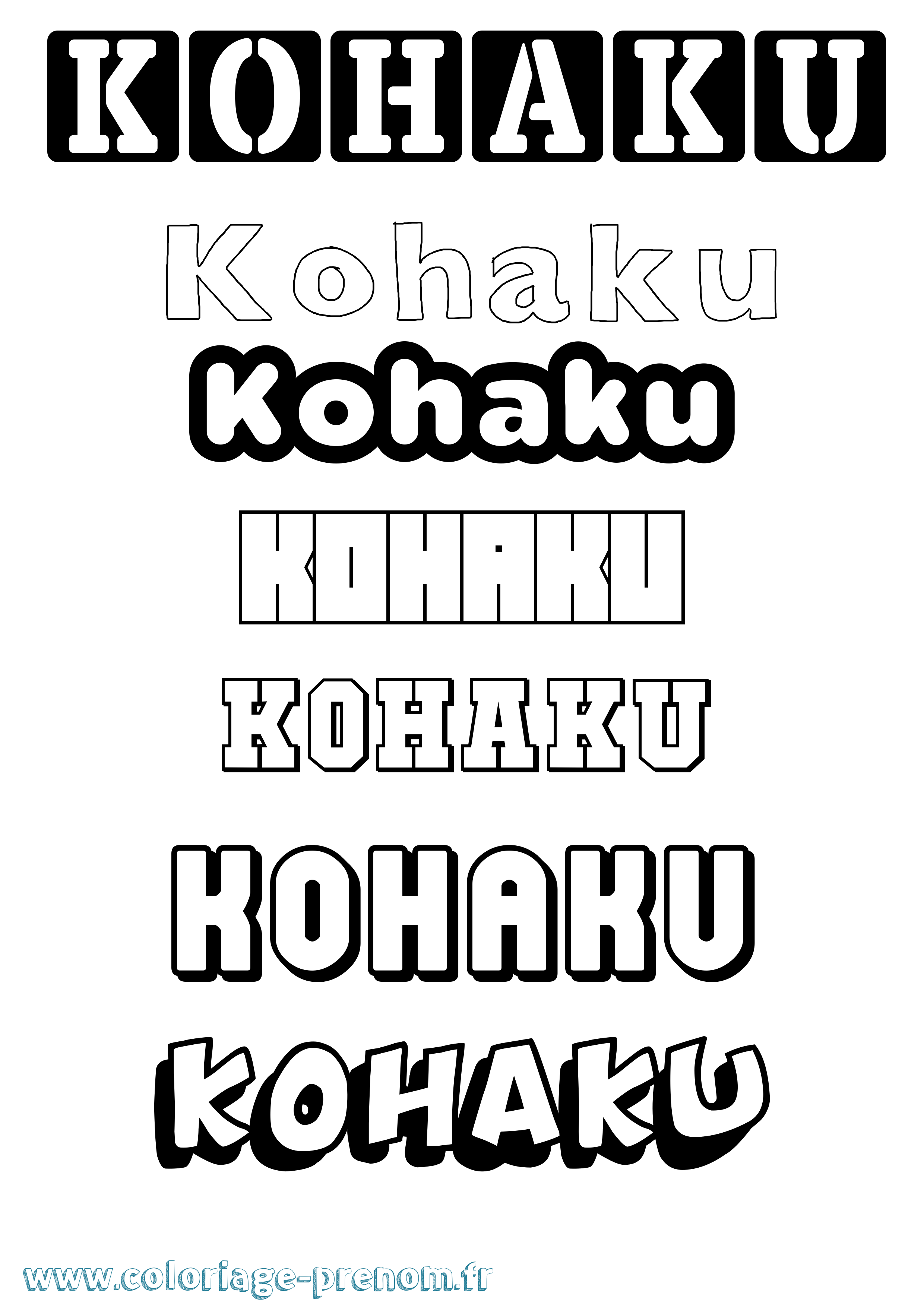 Coloriage prénom Kohaku Simple