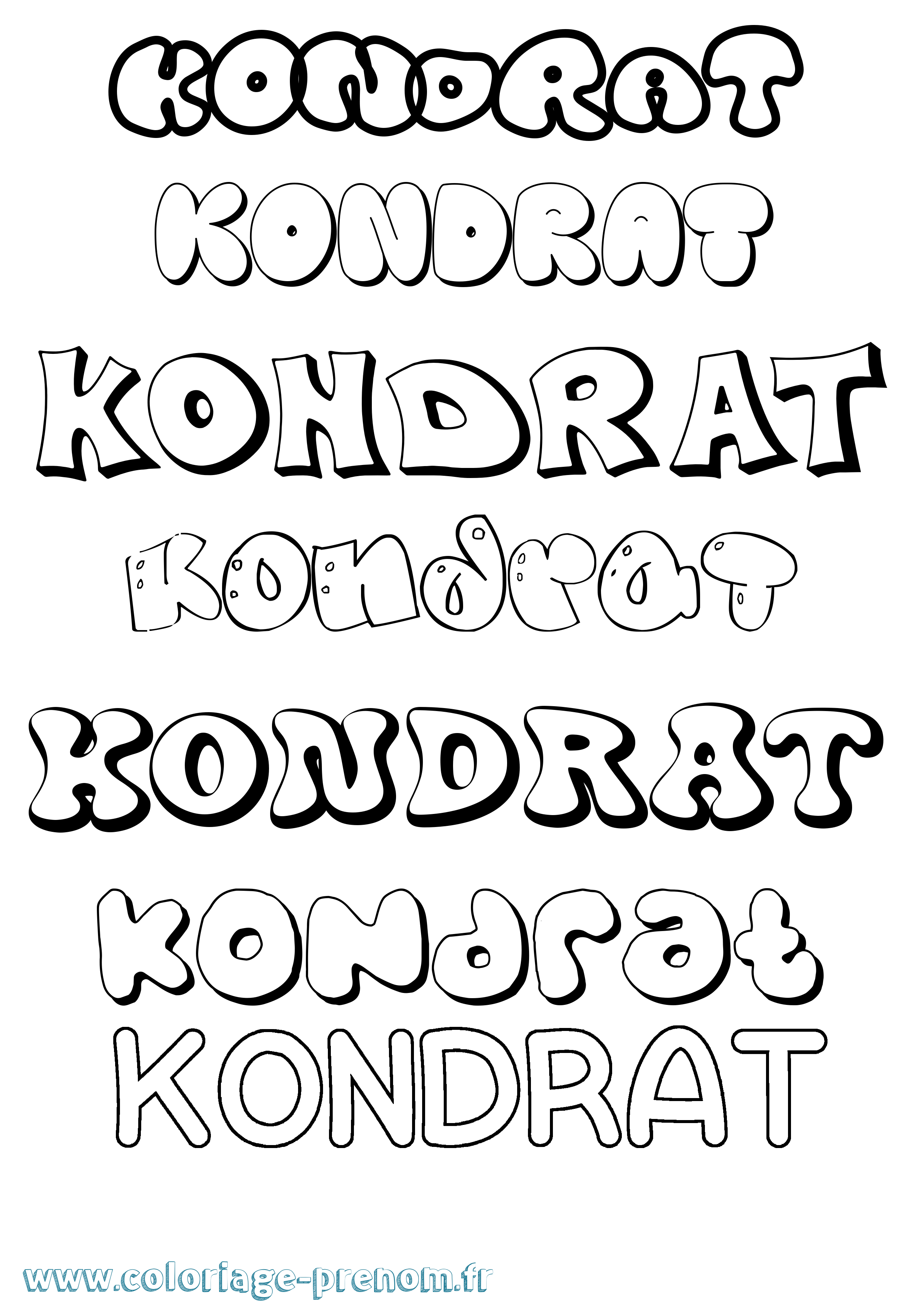 Coloriage prénom Kondrat Bubble