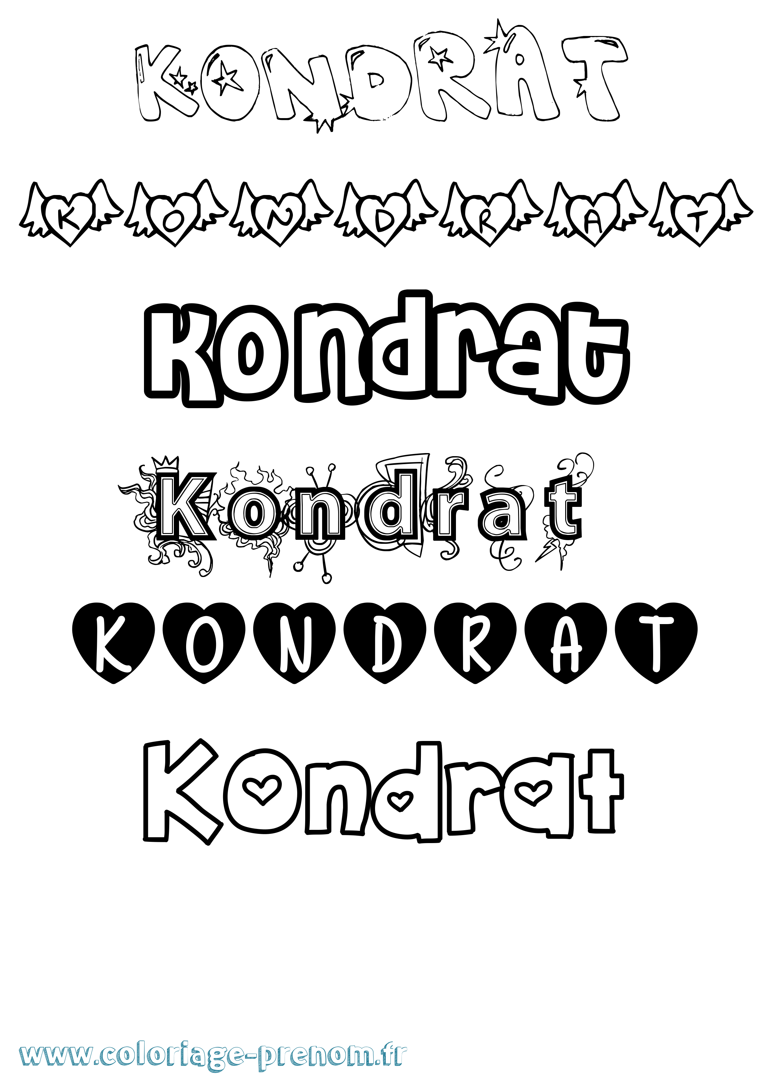 Coloriage prénom Kondrat Girly