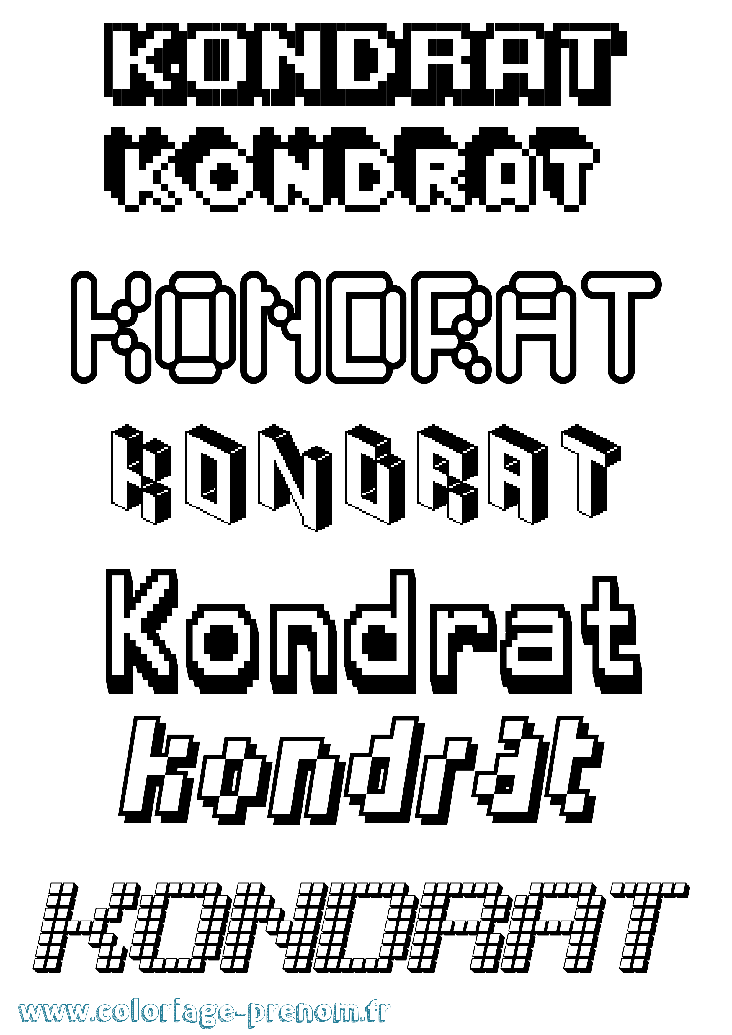 Coloriage prénom Kondrat Pixel