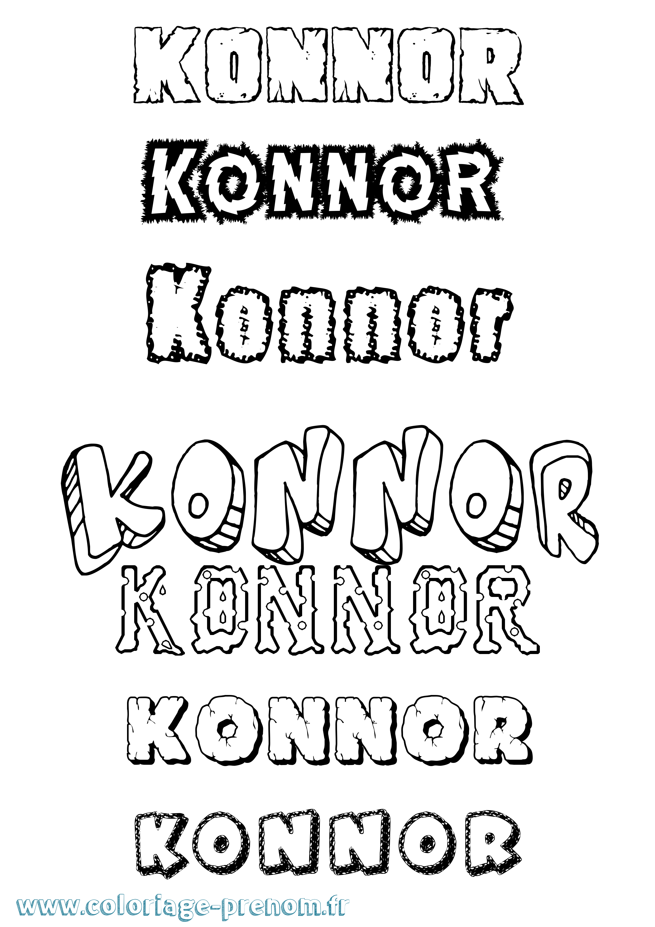 Coloriage Konnor Destructuré Coloriage prénom Konnor Destructuré