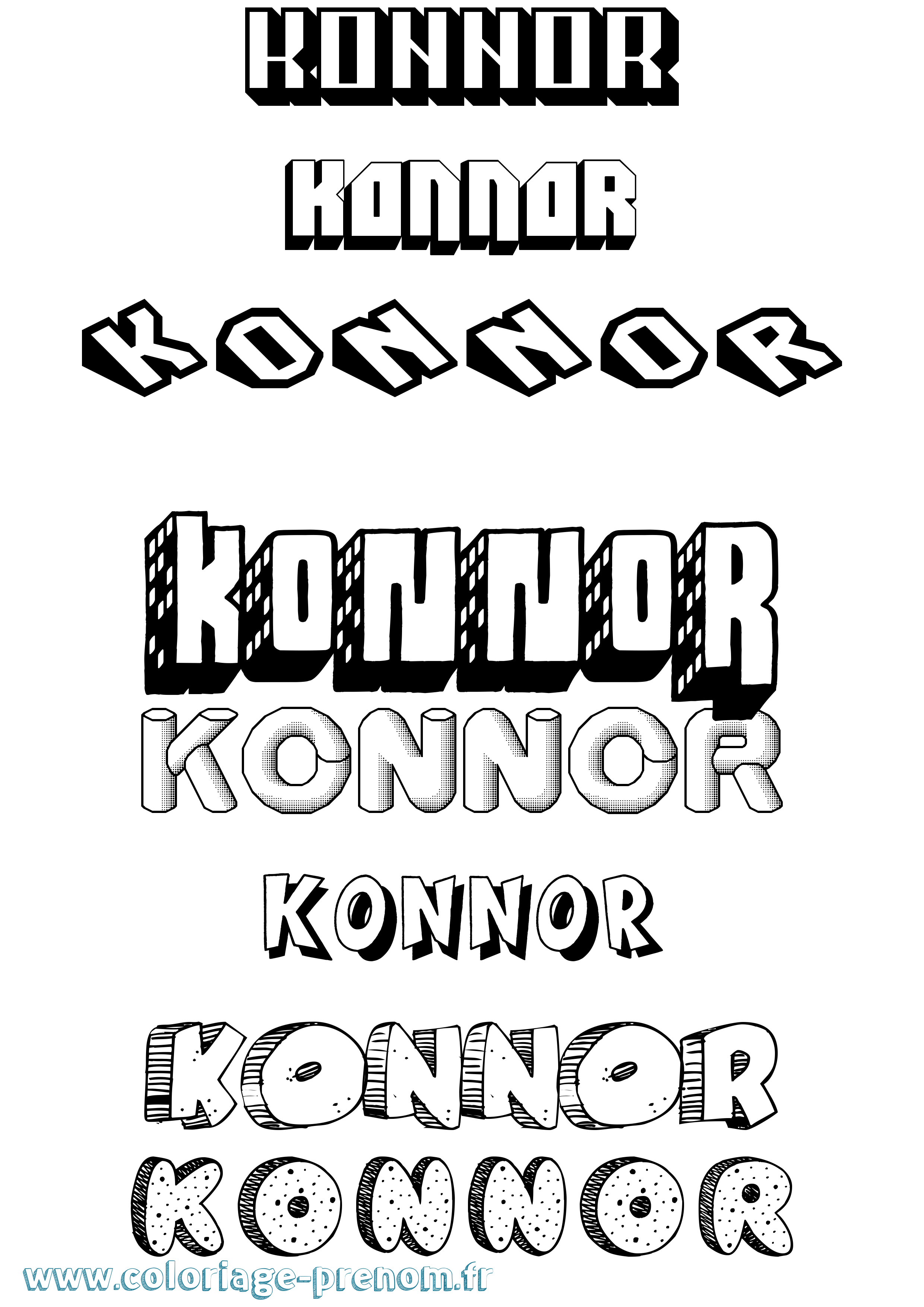 Coloriage prénom Konnor Effet 3D