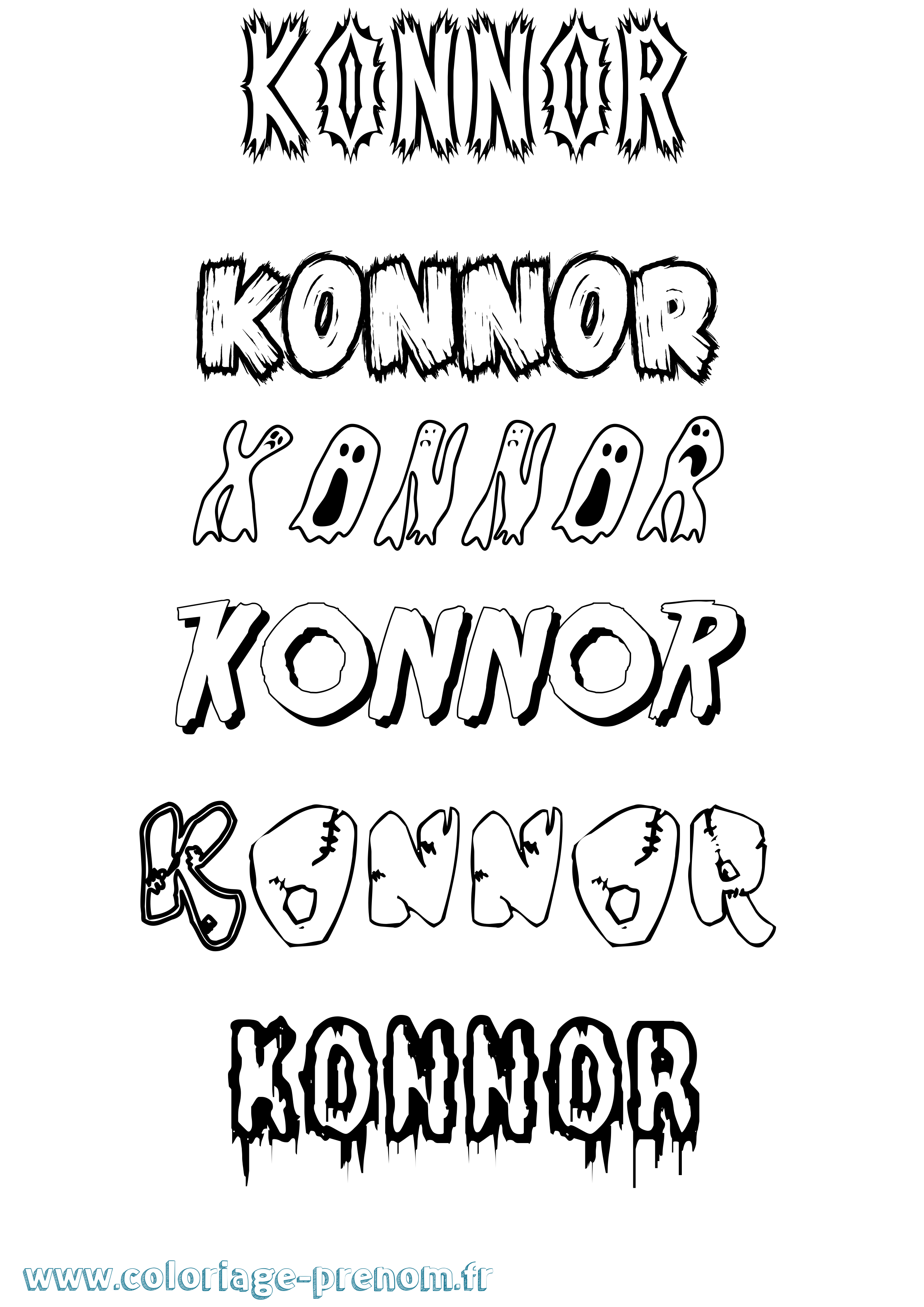 Coloriage prénom Konnor Frisson