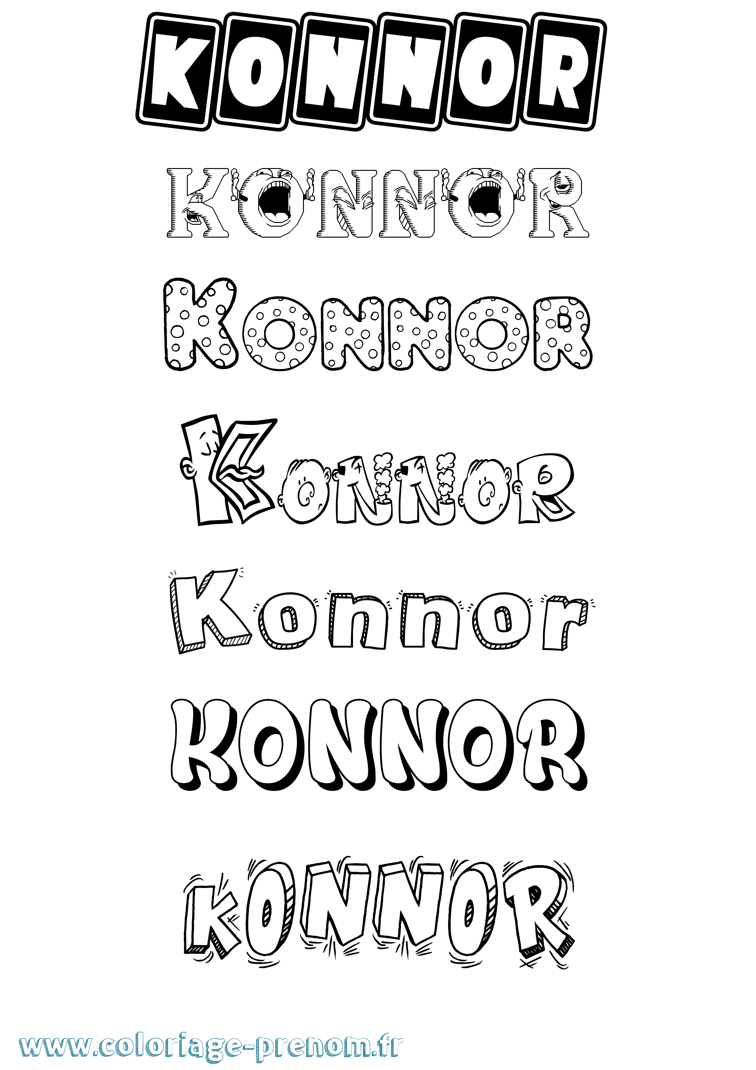 Coloriage prénom Konnor Fun