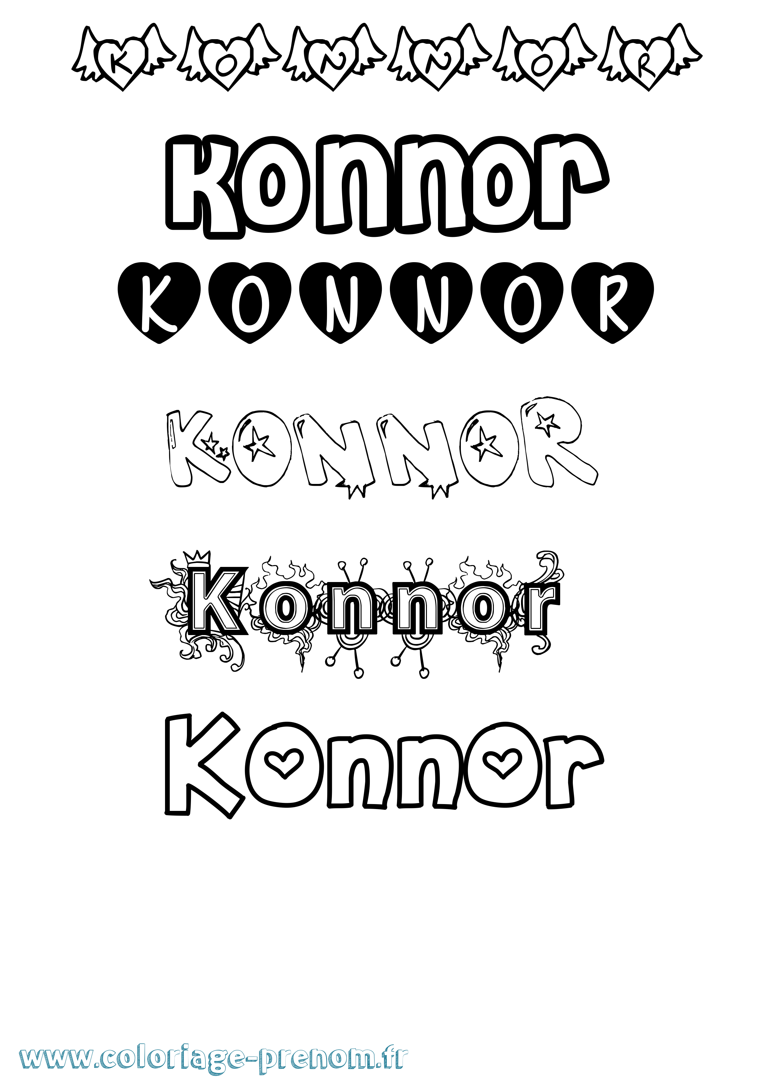 Coloriage prénom Konnor Girly