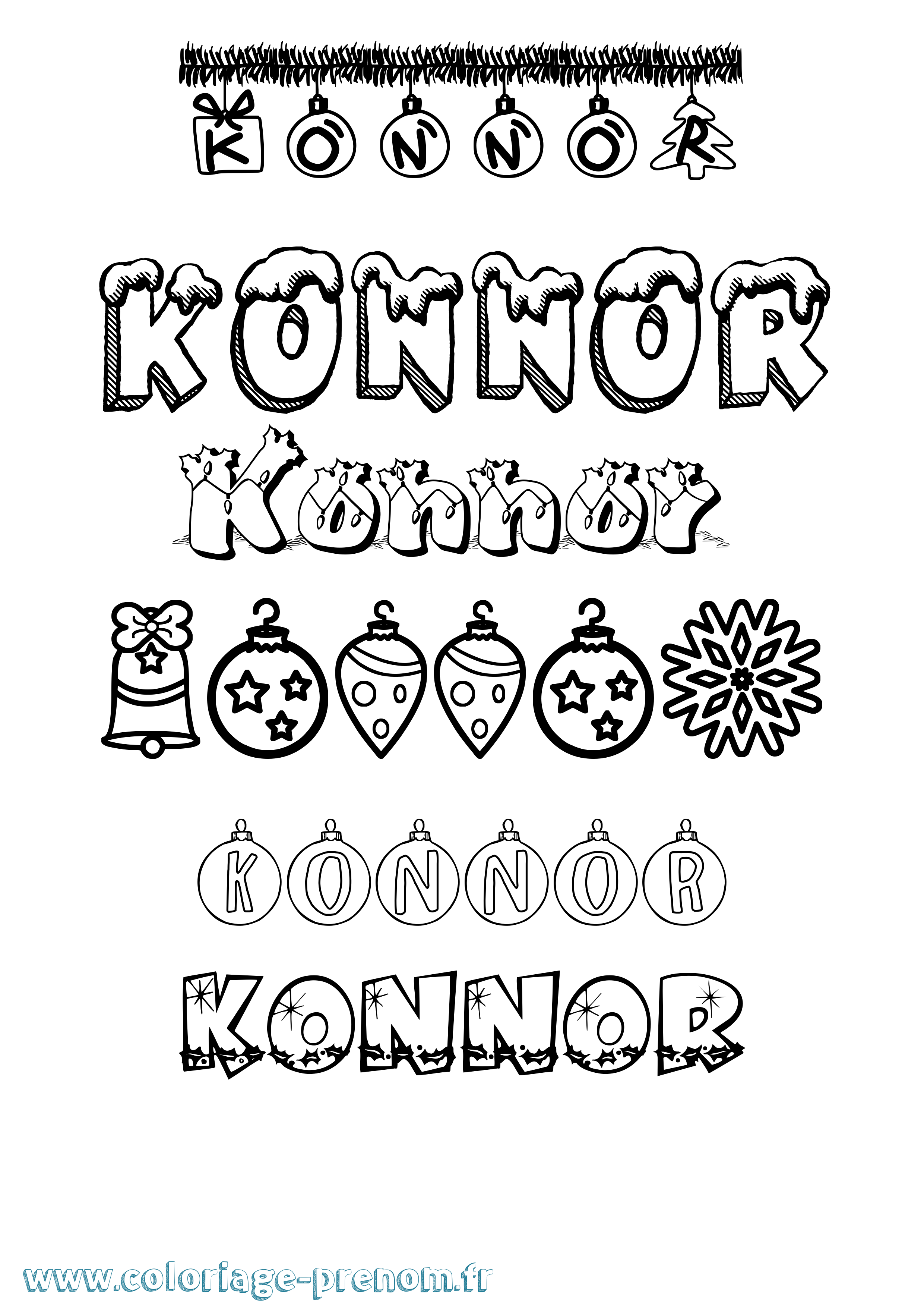 Coloriage Konnor Noël Coloriage prénom Konnor Noël