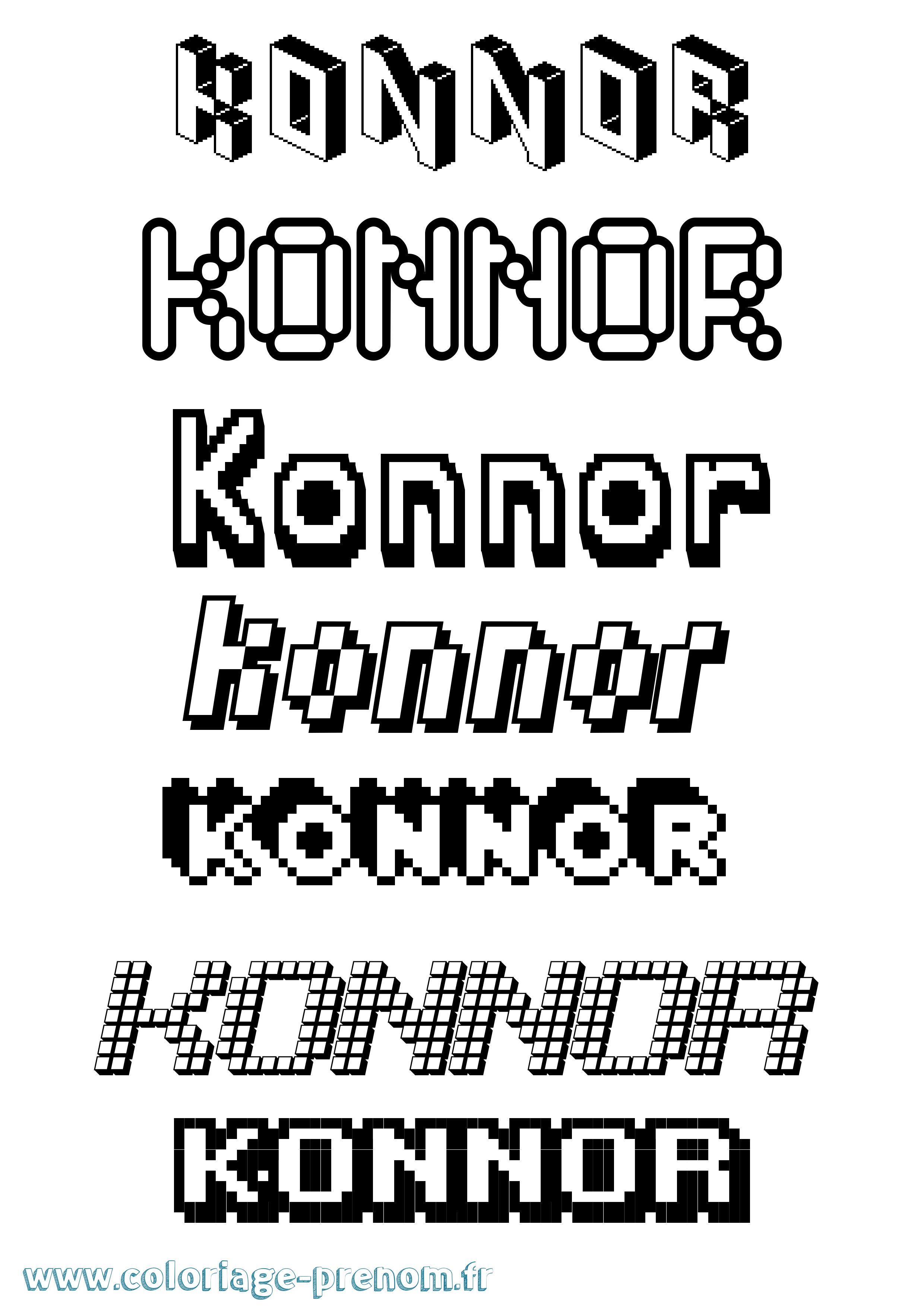 Coloriage prénom Konnor Pixel