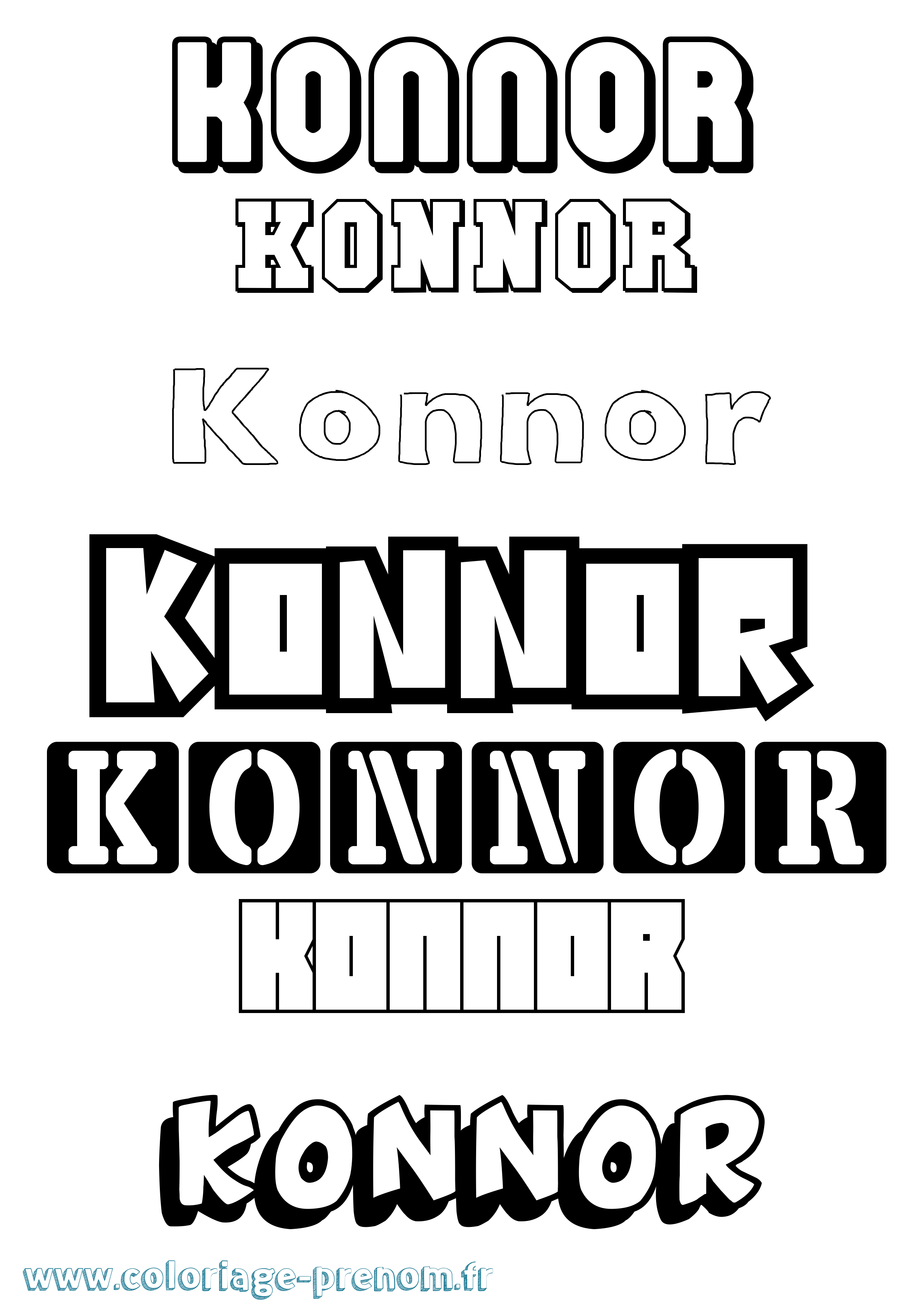 Coloriage prénom Konnor Simple