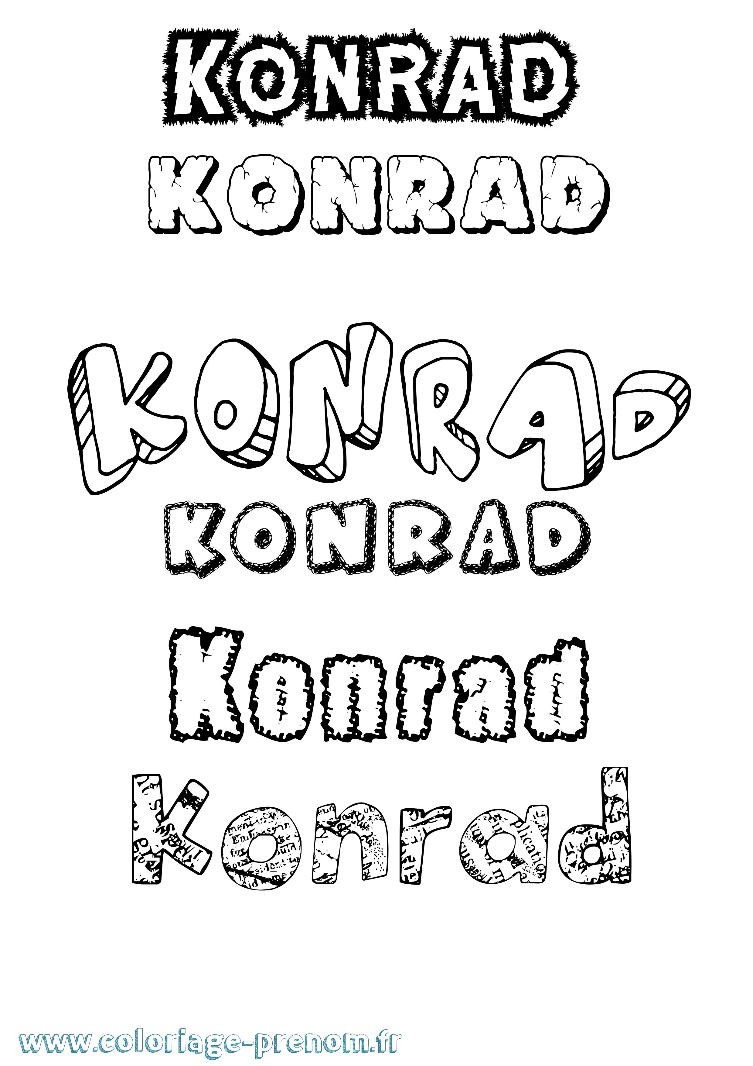 Coloriage Konrad Destructuré Coloriage prénom Konrad Destructuré