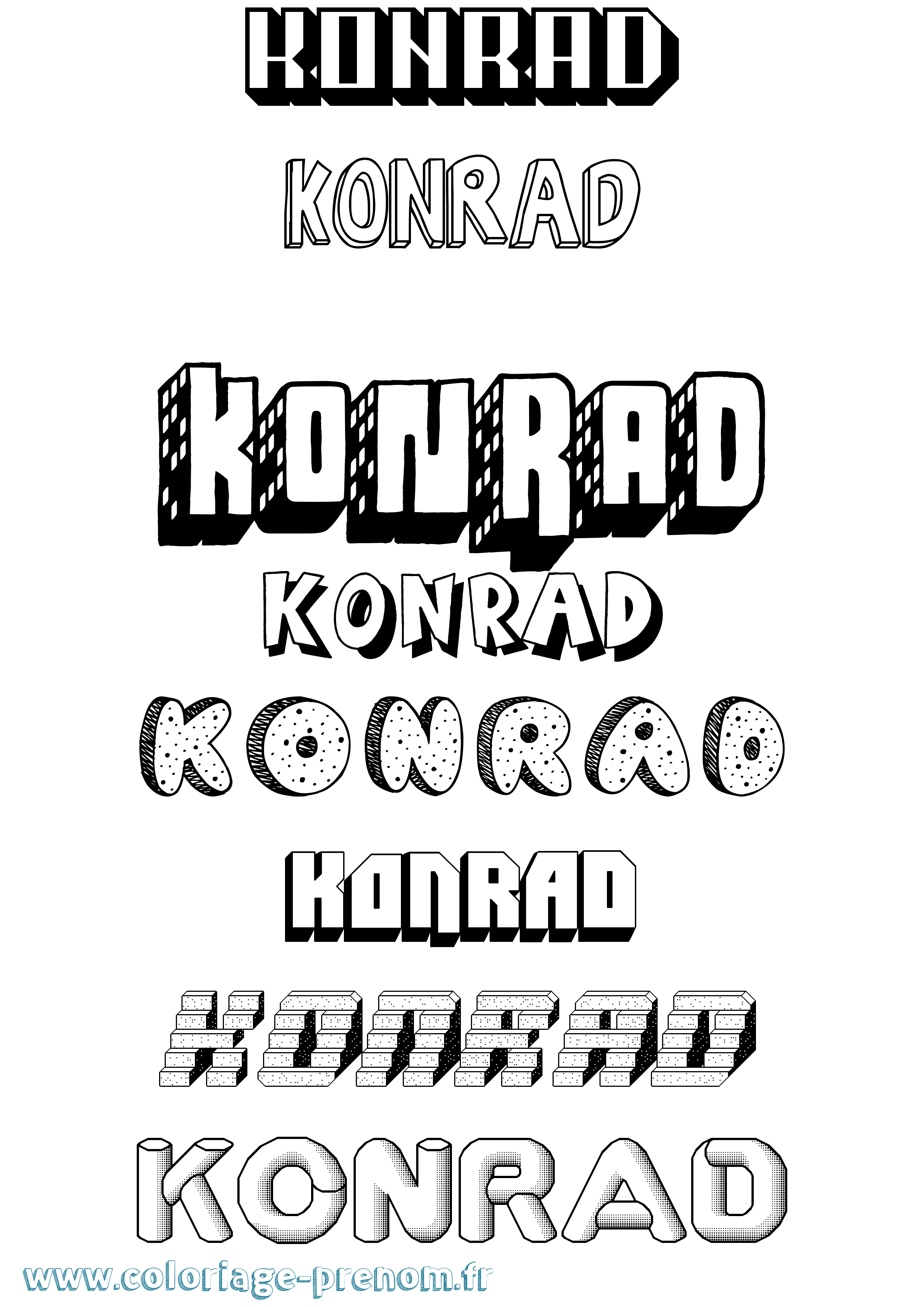 Coloriage Konrad Effet 3D Coloriage prénom Konrad Effet 3D