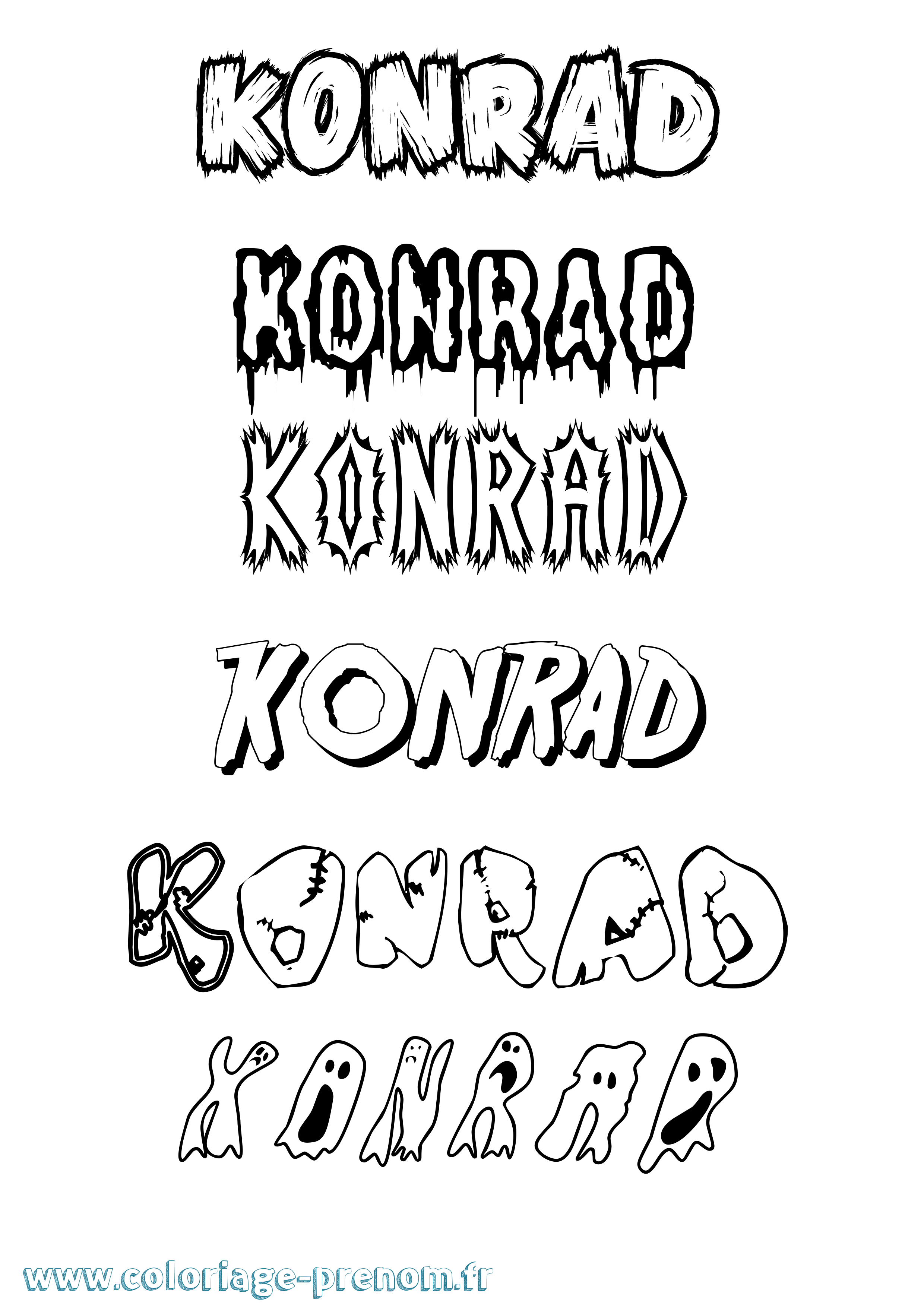 Coloriage prénom Konrad Frisson
