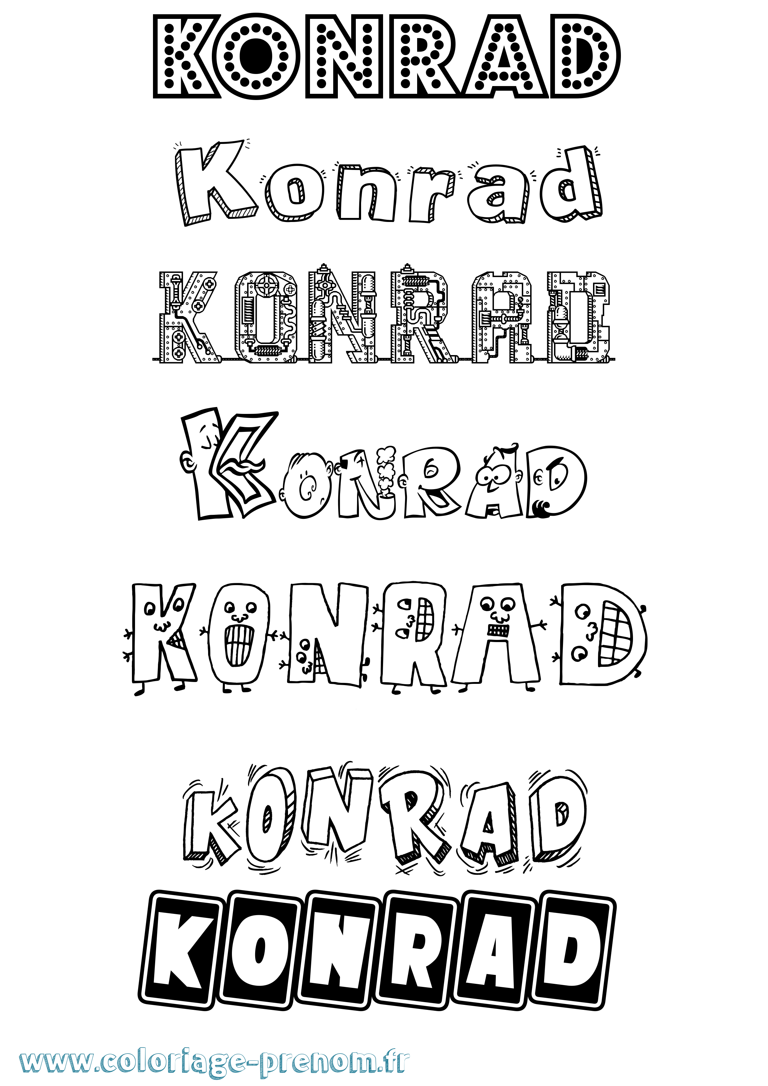 Coloriage prénom Konrad Fun
