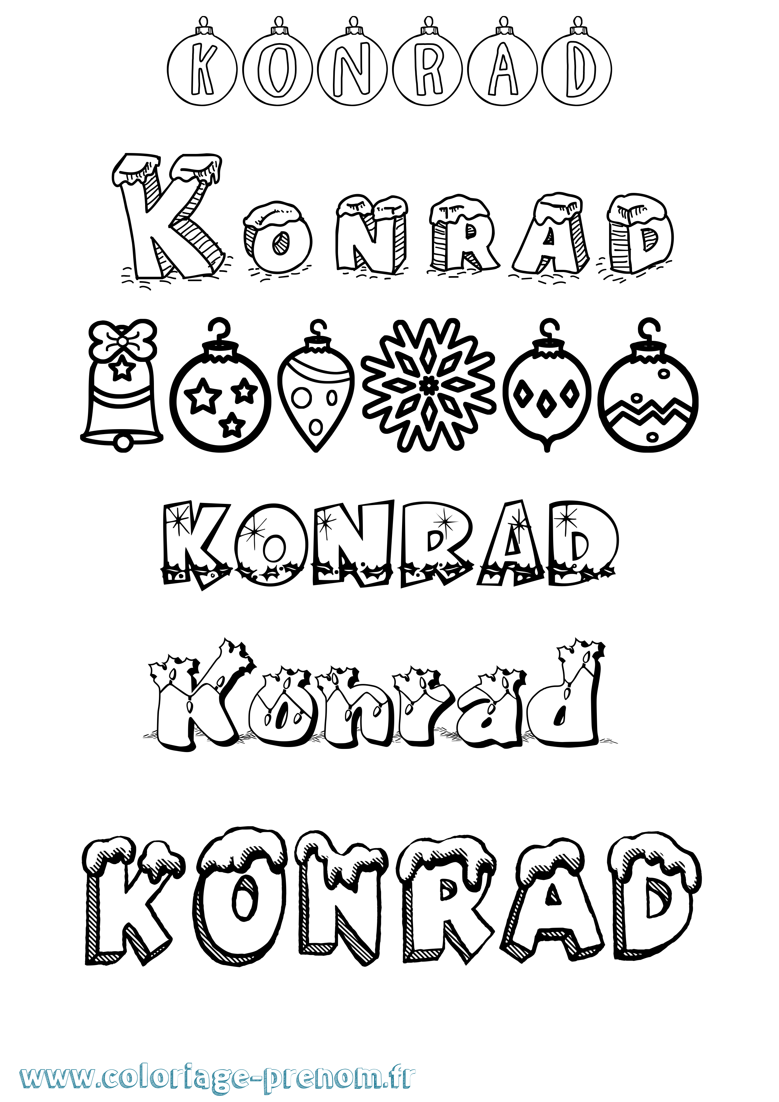 Coloriage Konrad Noël Coloriage prénom Konrad Noël