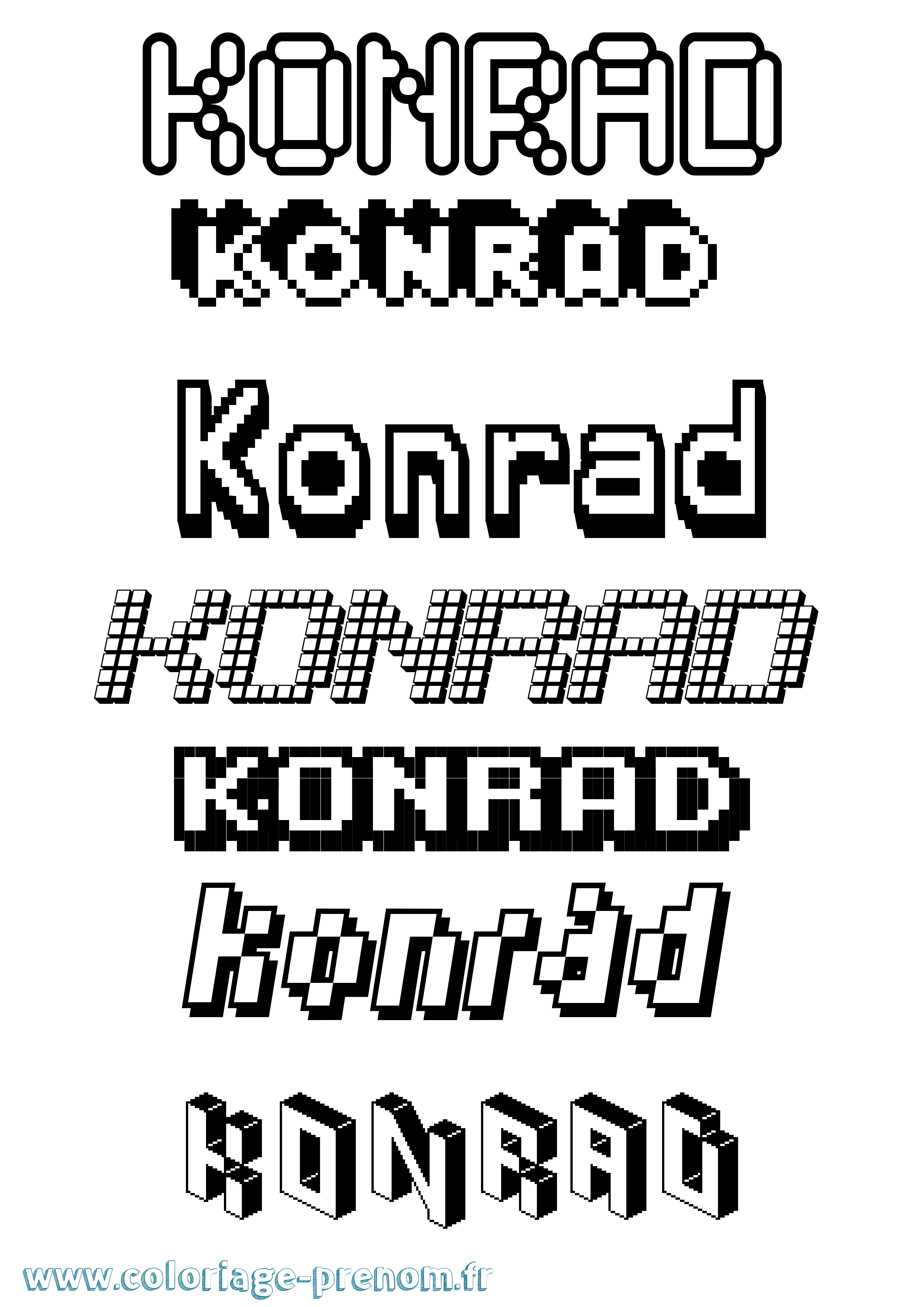 Coloriage prénom Konrad Pixel