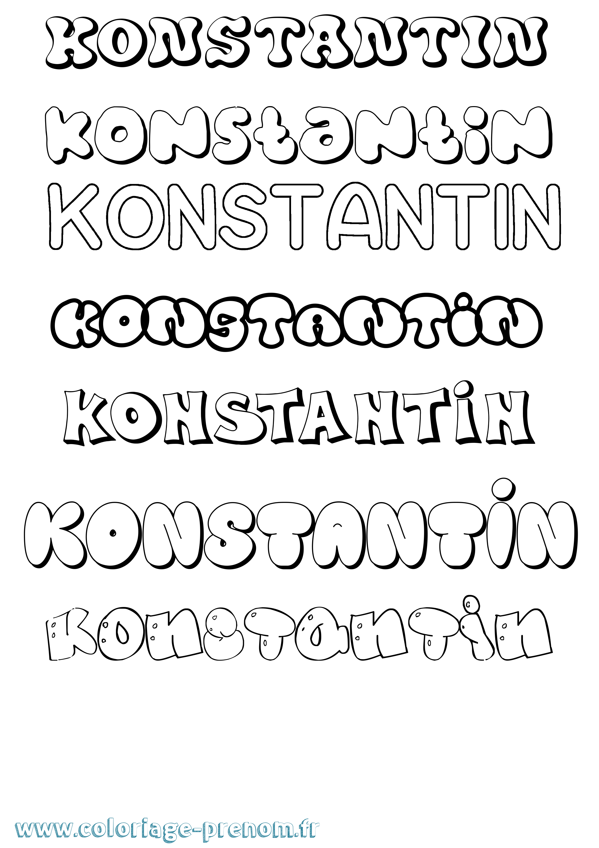Coloriage prénom Konstantin Bubble