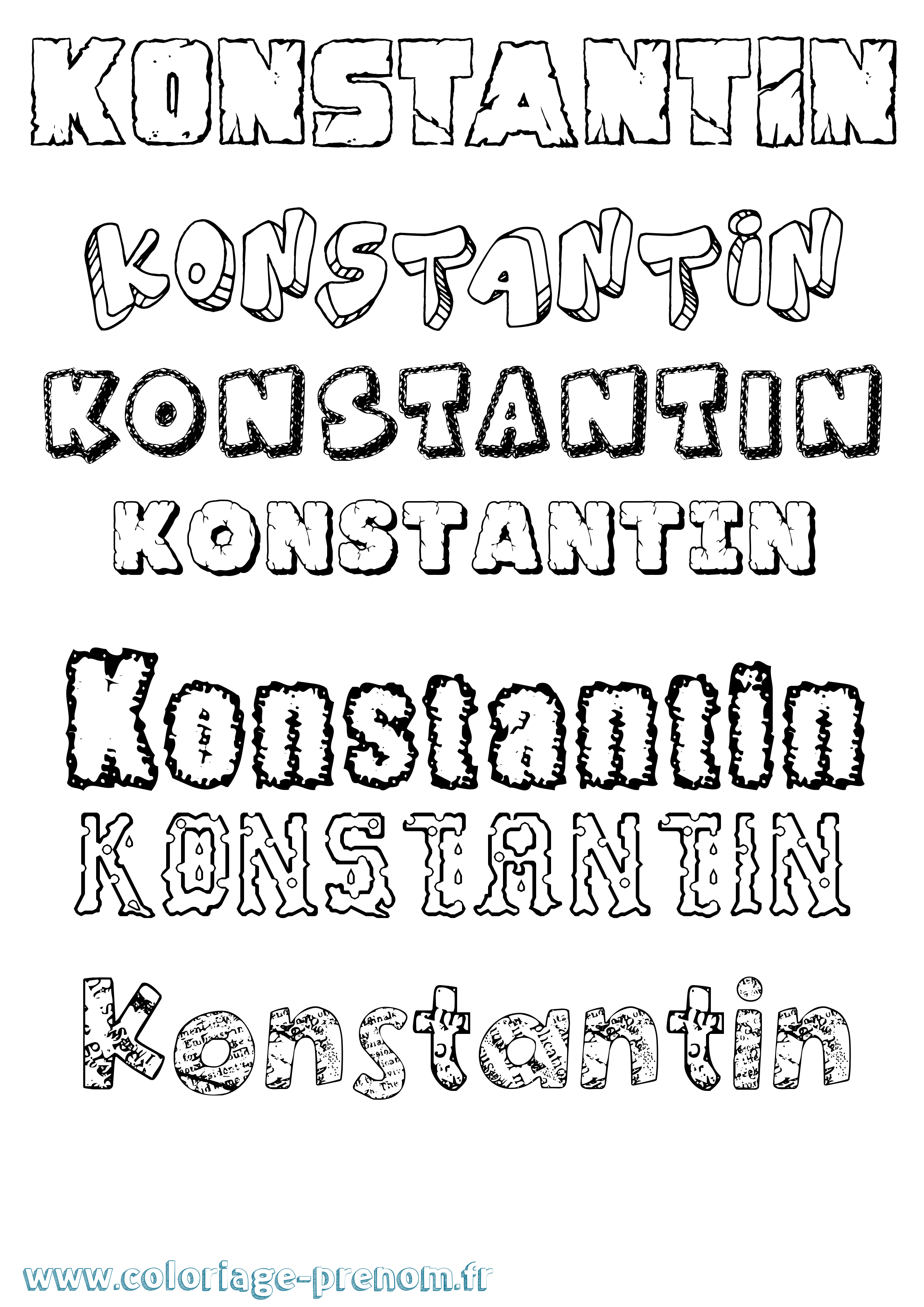 Coloriage prénom Konstantin Destructuré
