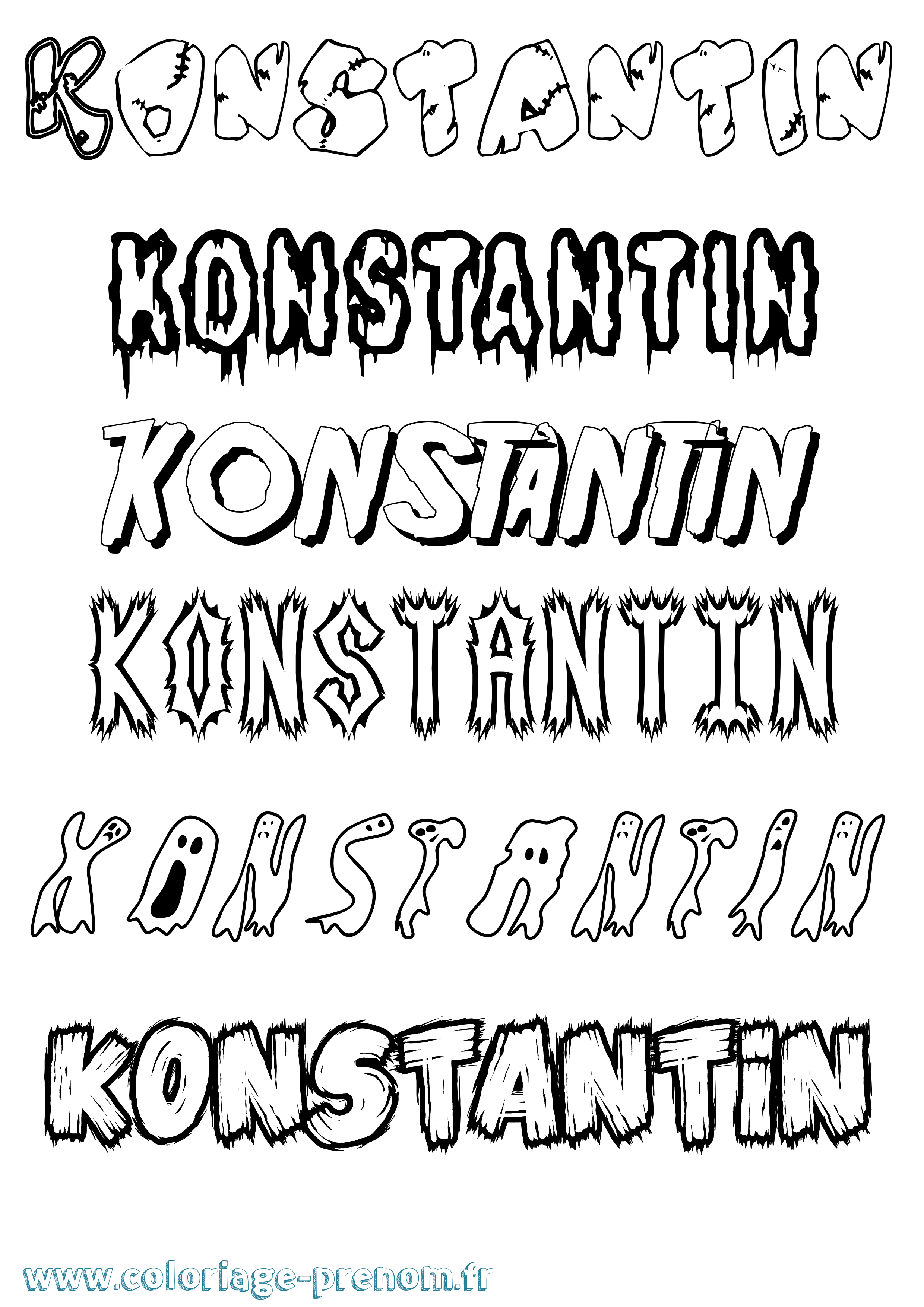 Coloriage prénom Konstantin Frisson
