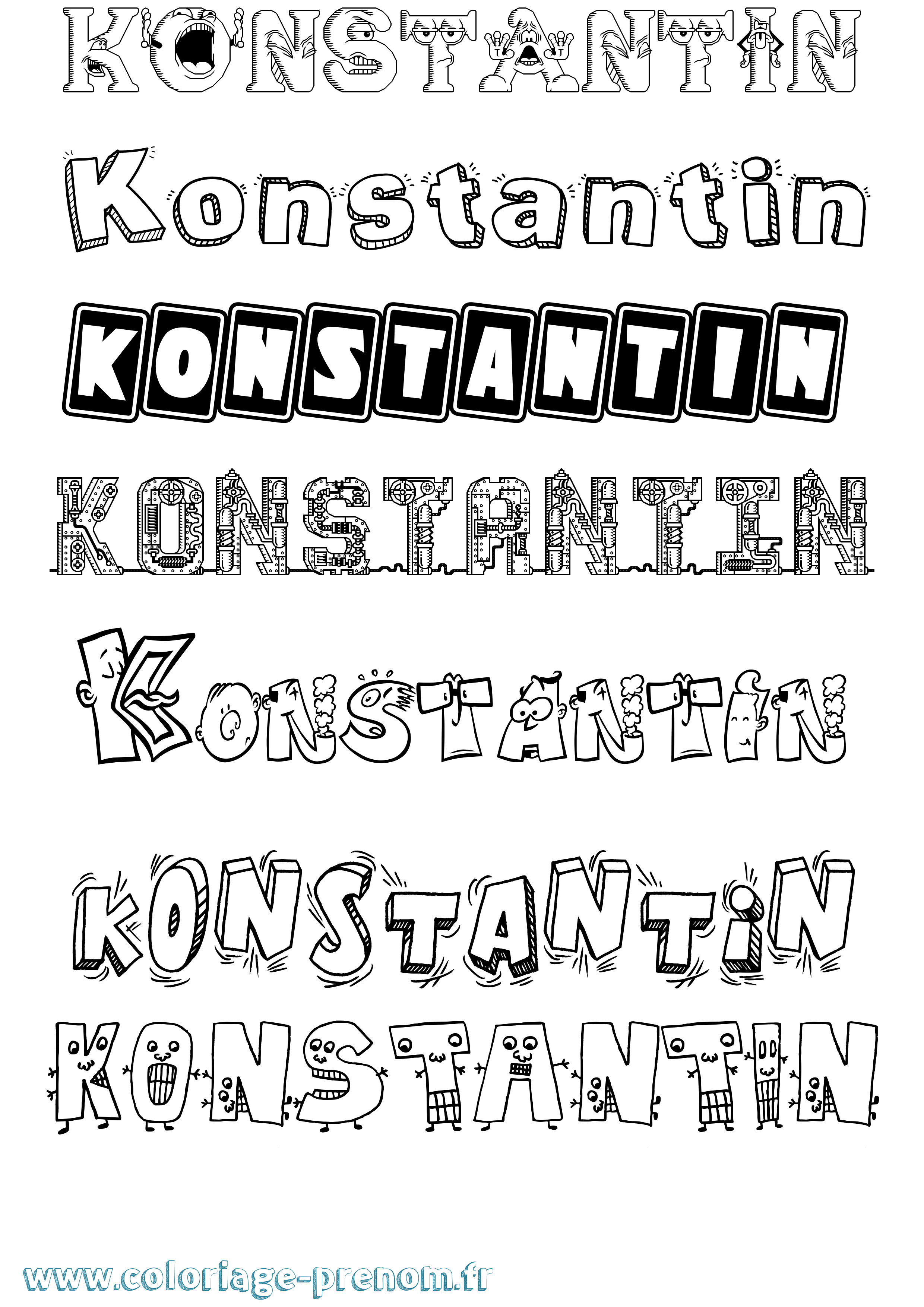 Coloriage prénom Konstantin Fun