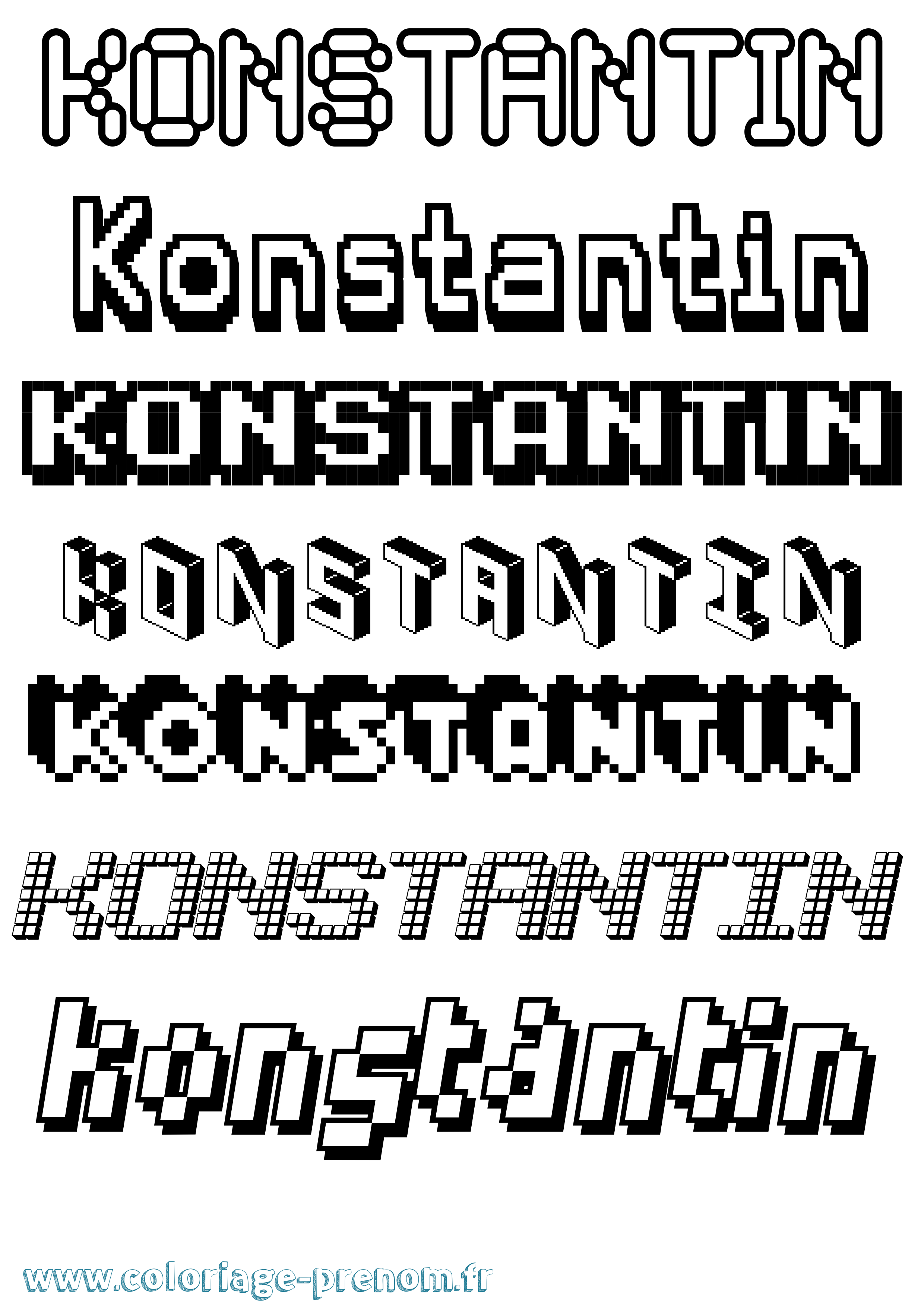 Coloriage prénom Konstantin Pixel