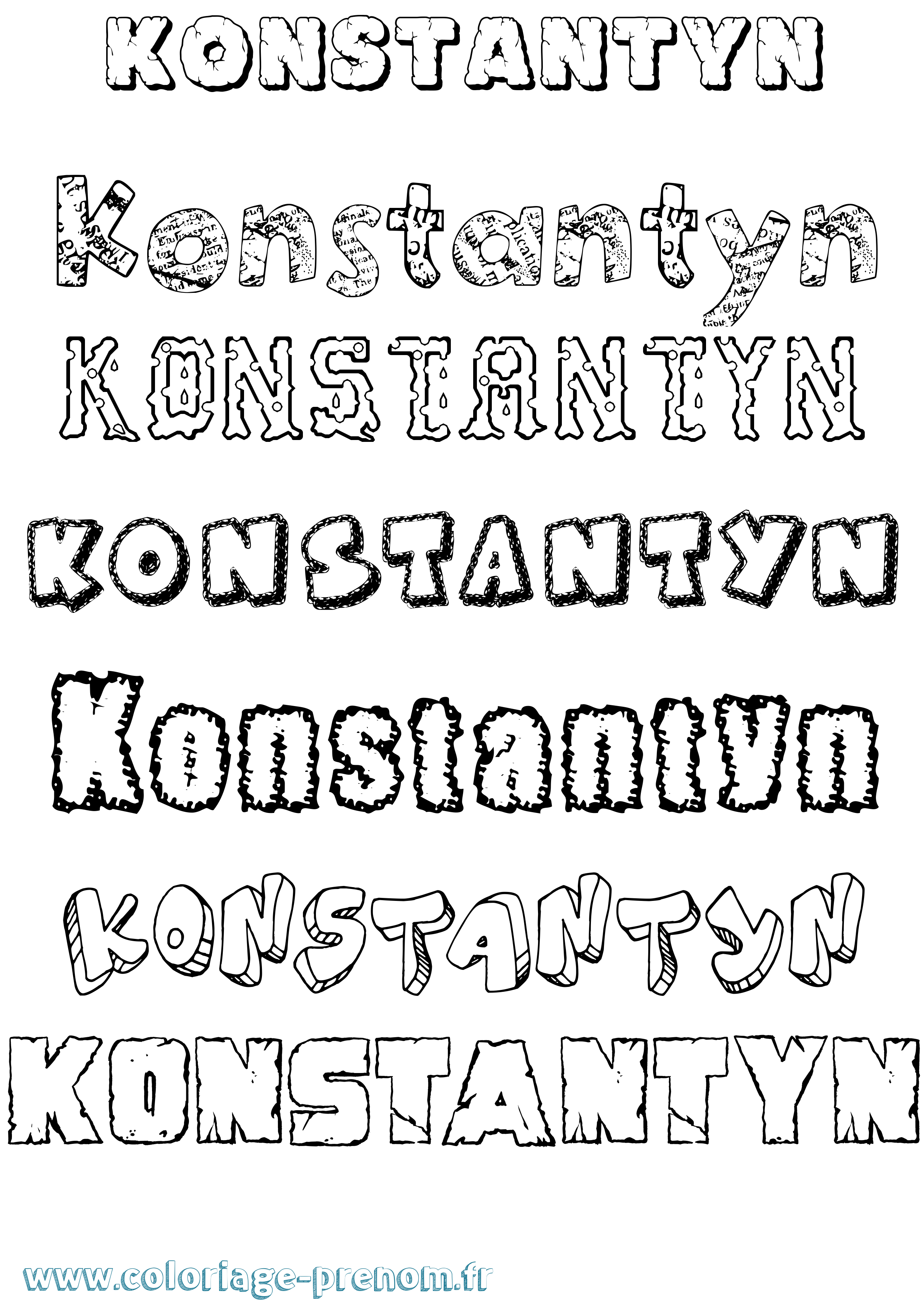 Coloriage prénom Konstantyn Destructuré