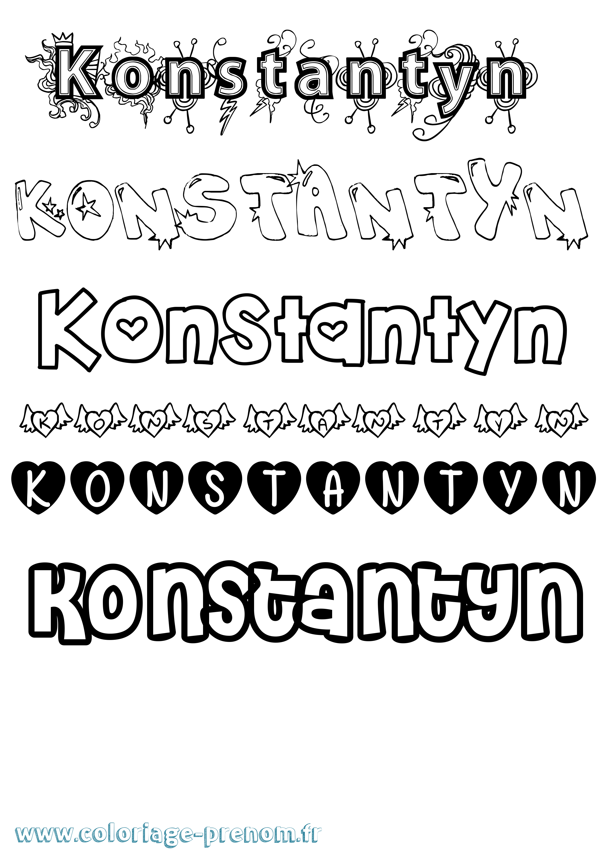 Coloriage prénom Konstantyn Girly