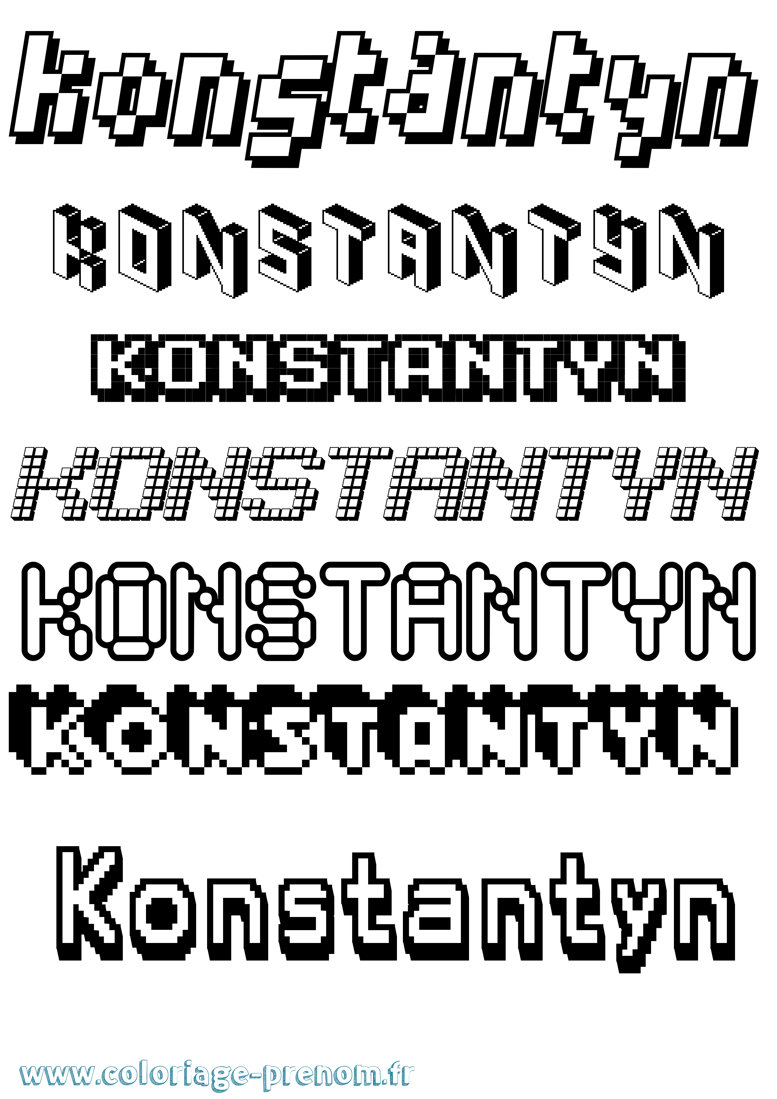 Coloriage prénom Konstantyn Pixel