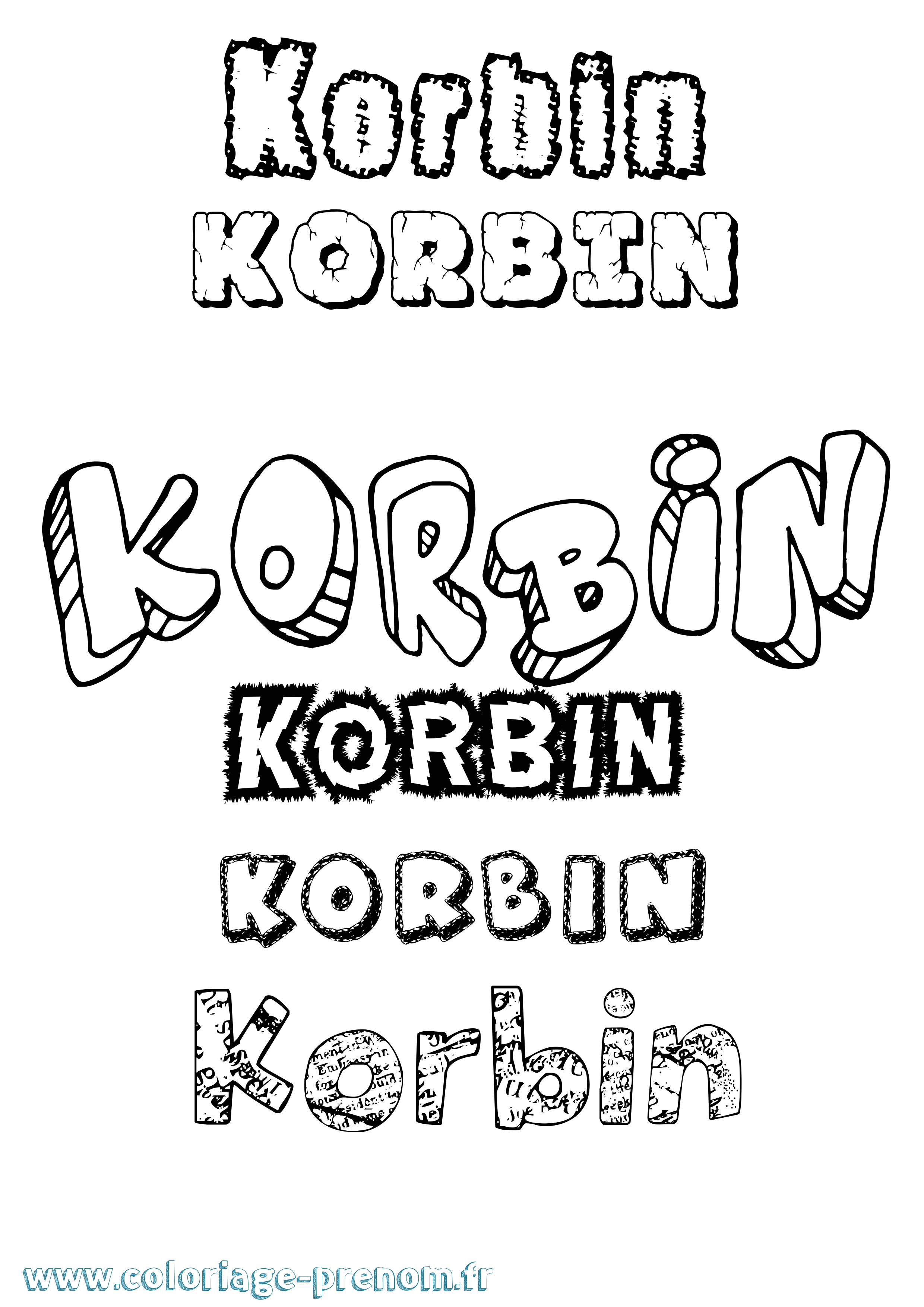 Coloriage prénom Korbin Destructuré