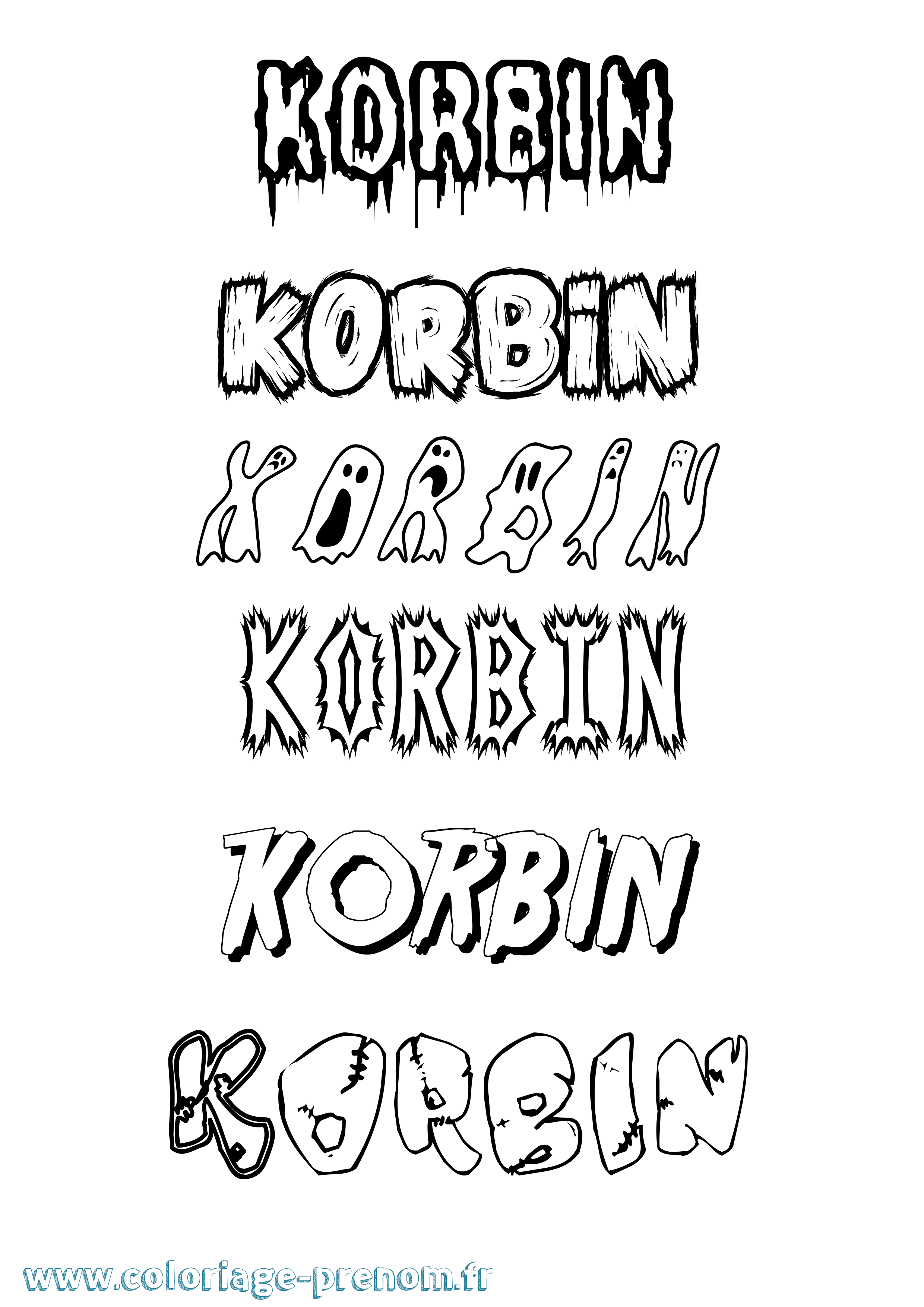 Coloriage prénom Korbin Frisson