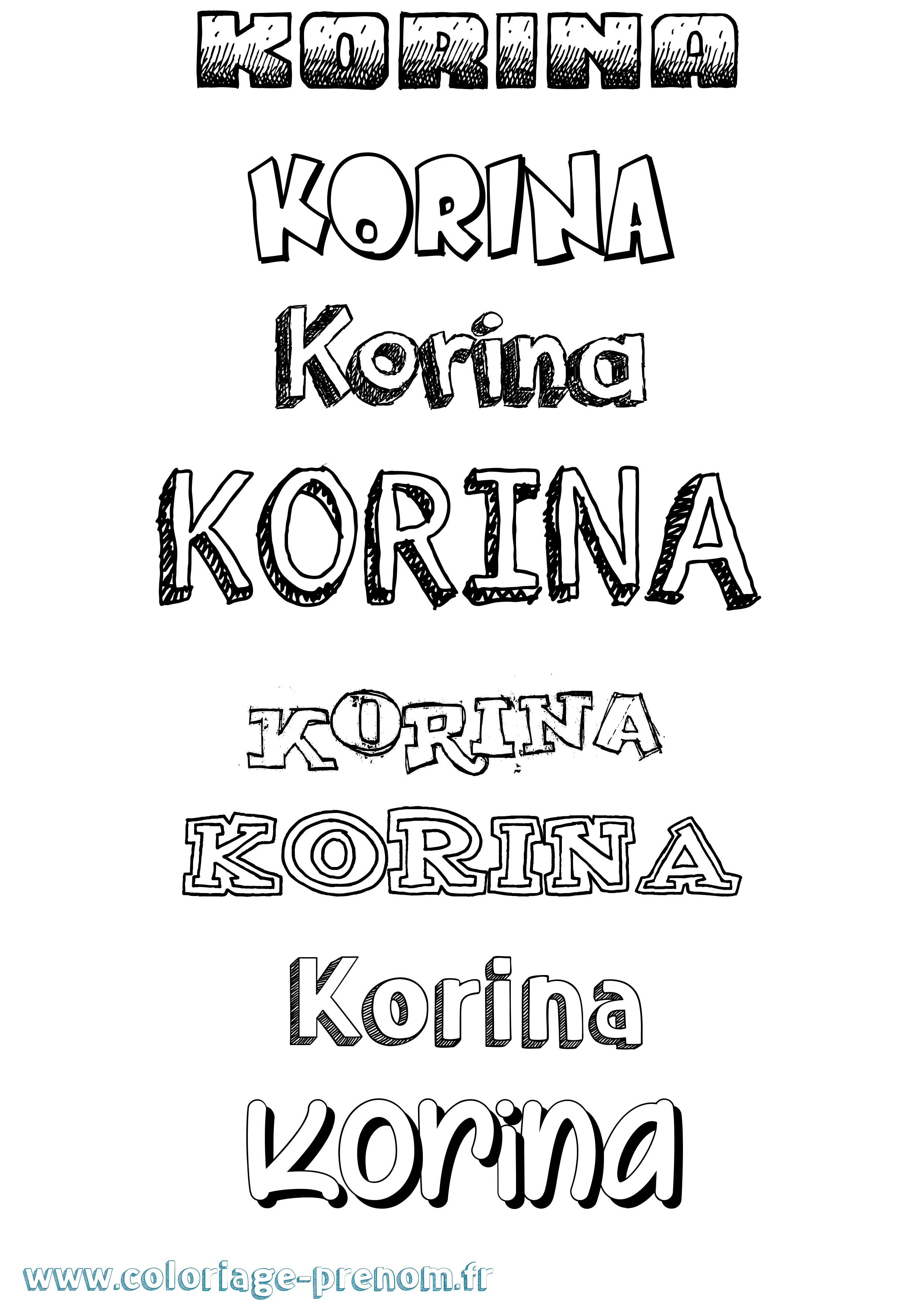 Coloriage prénom Korina Dessiné
