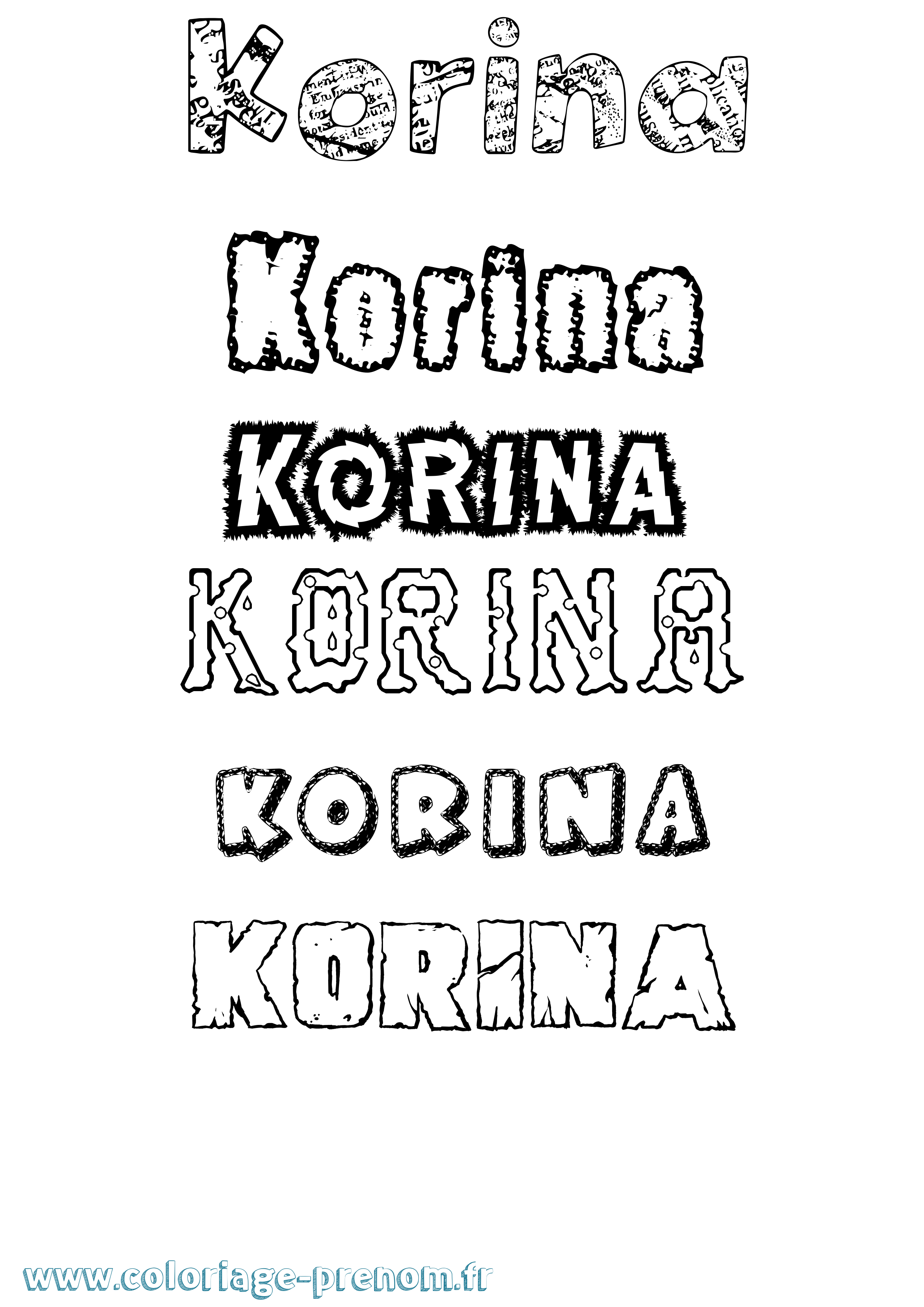 Coloriage prénom Korina Destructuré