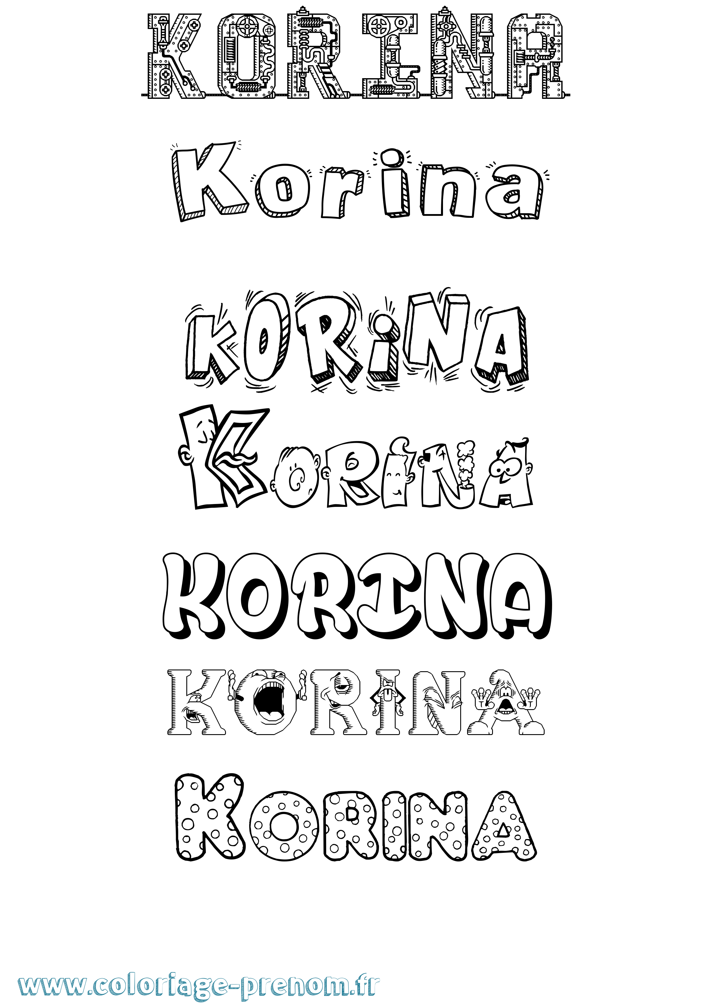 Coloriage prénom Korina Fun