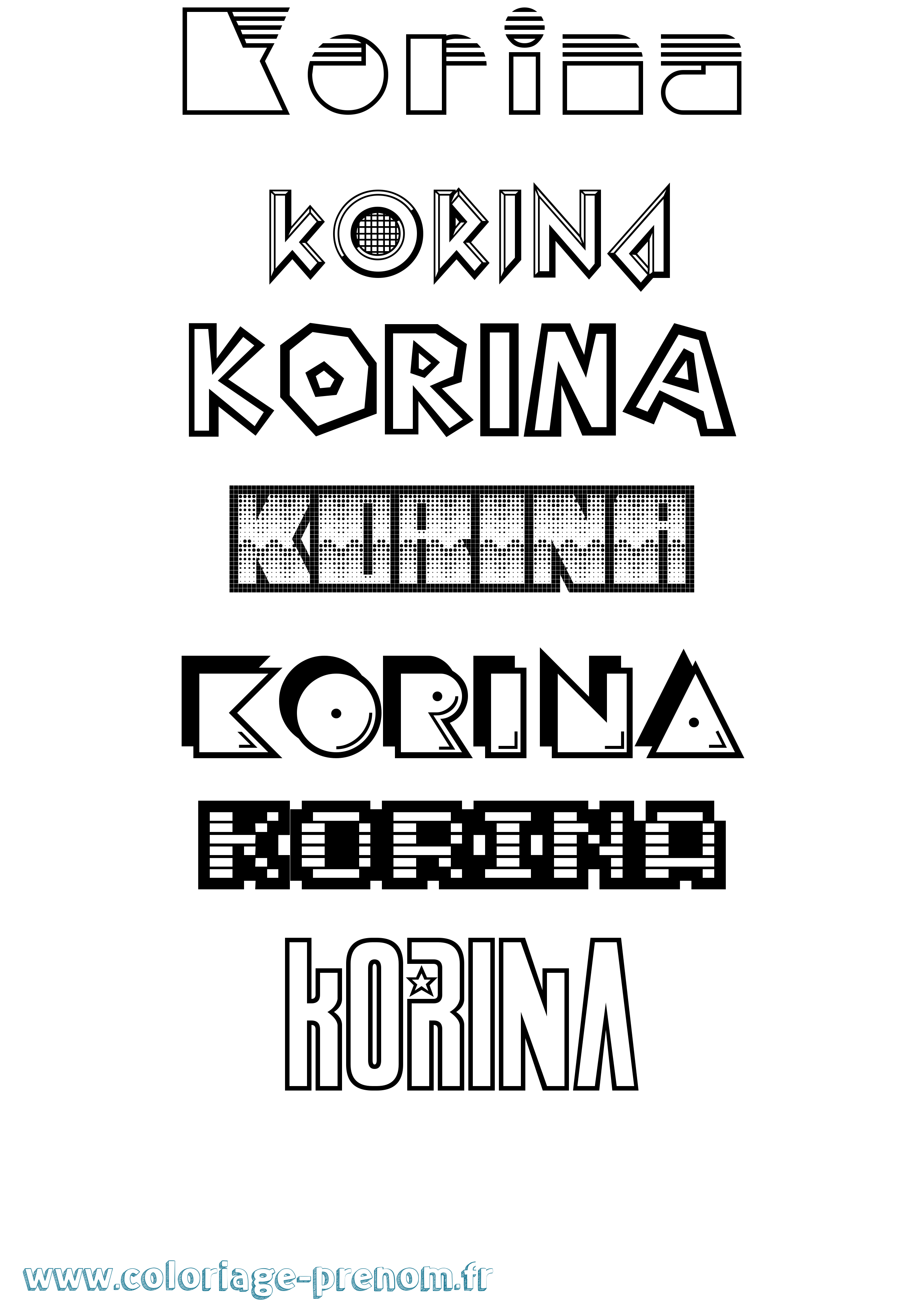 Coloriage prénom Korina Jeux Vidéos
