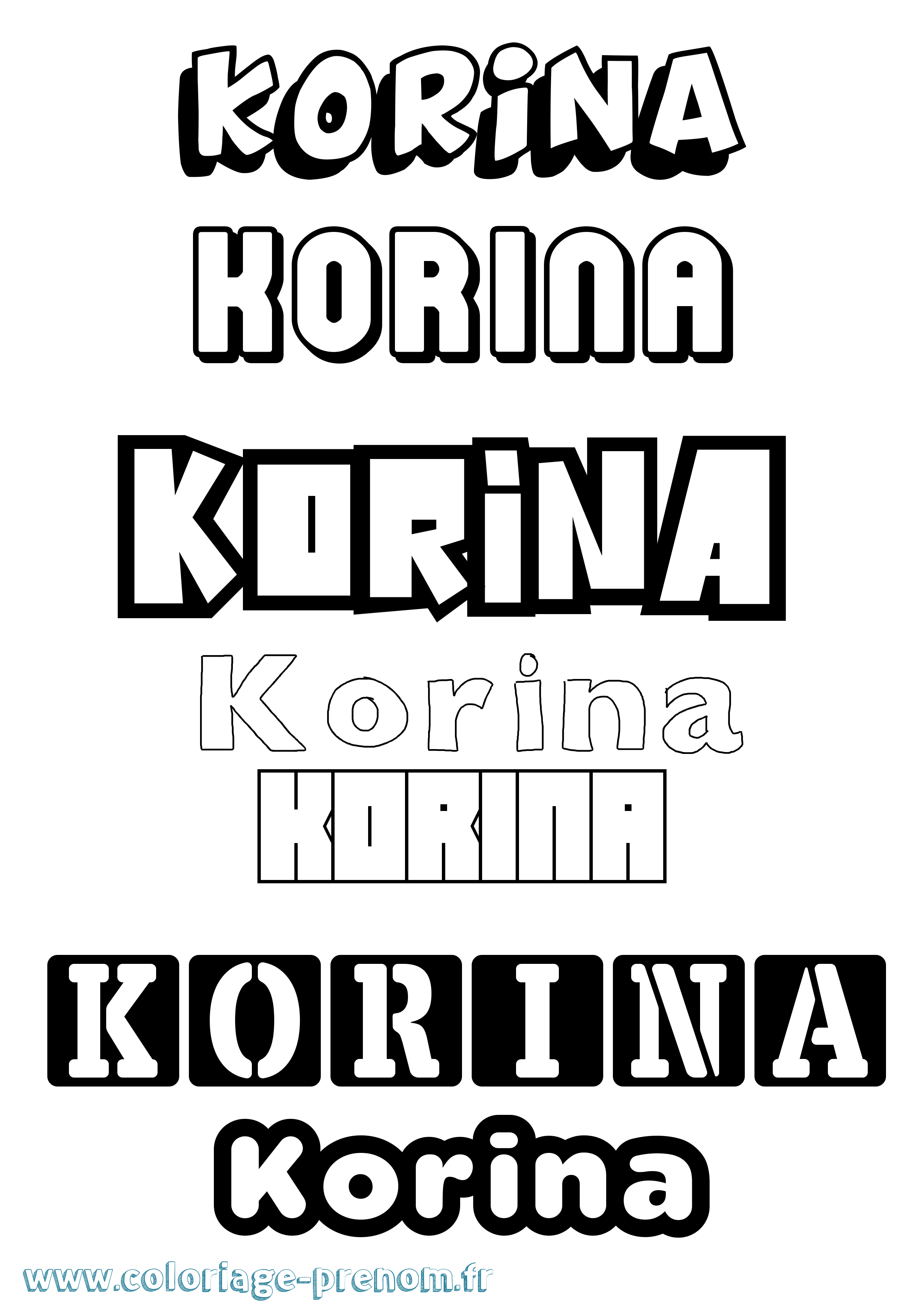 Coloriage prénom Korina Simple