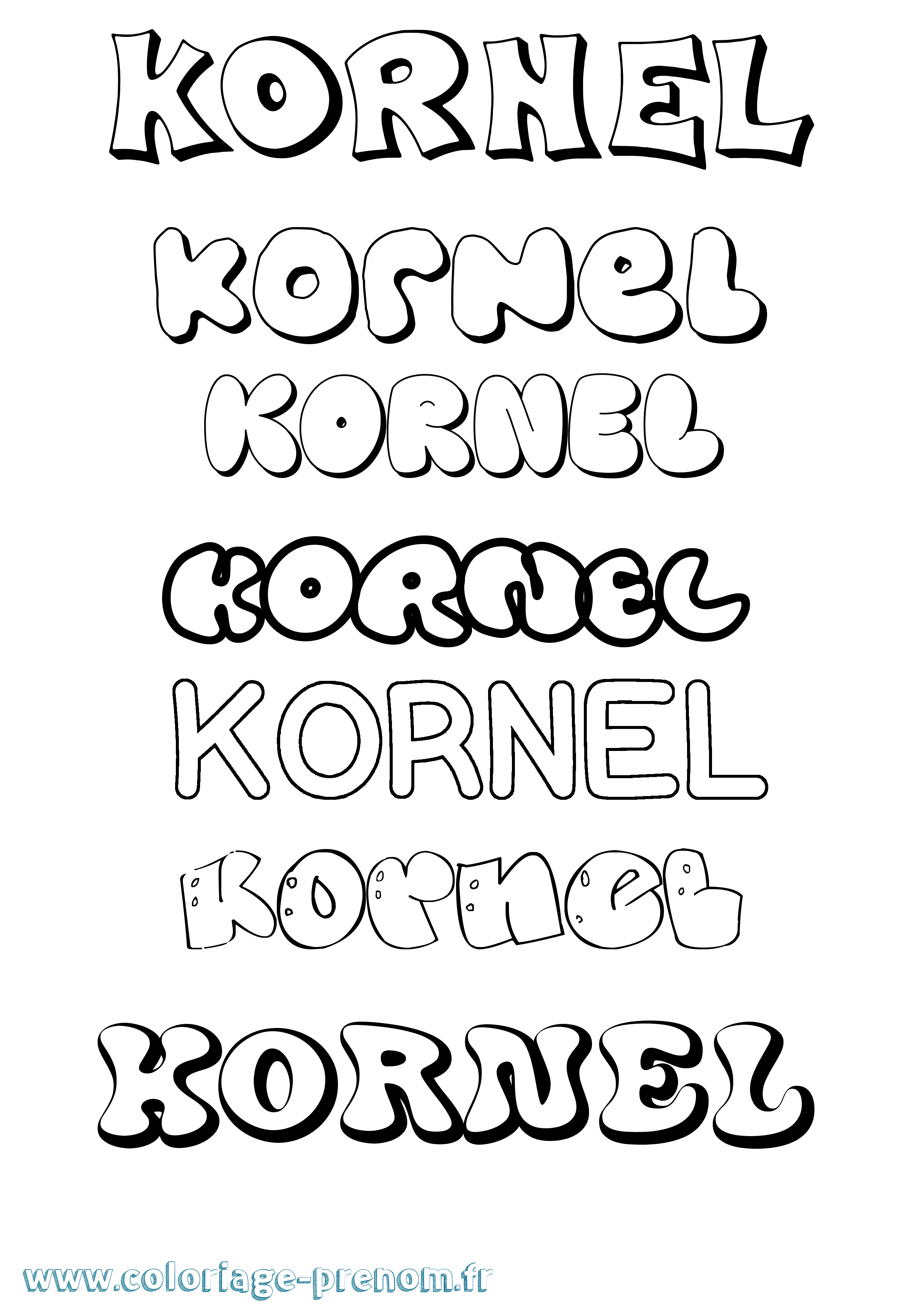 Coloriage Kornel Bubble Coloriage prénom Kornel Bubble