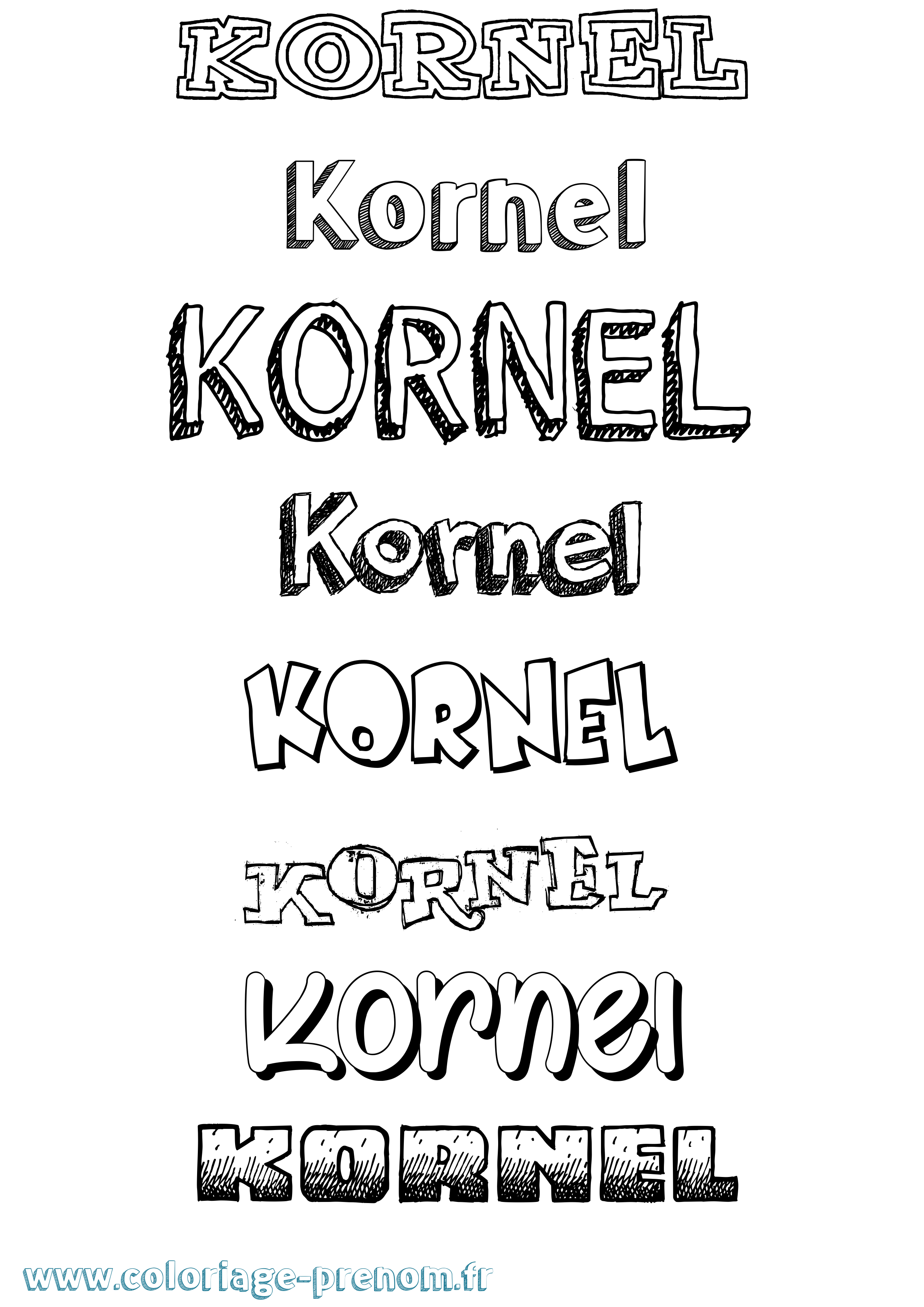 Coloriage Kornel Dessiné Coloriage prénom Kornel Dessiné