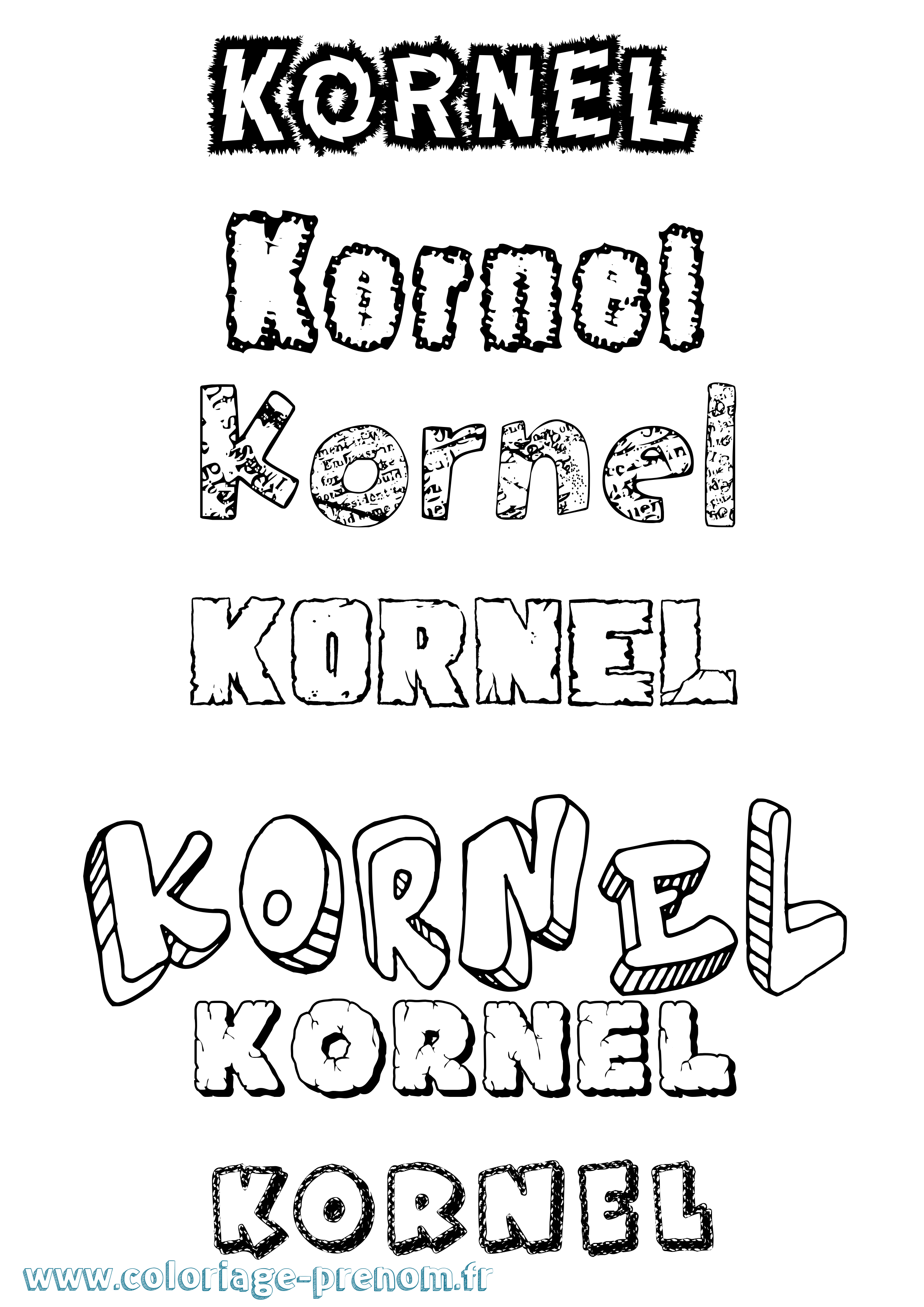 Coloriage Kornel Destructuré Coloriage prénom Kornel Destructuré