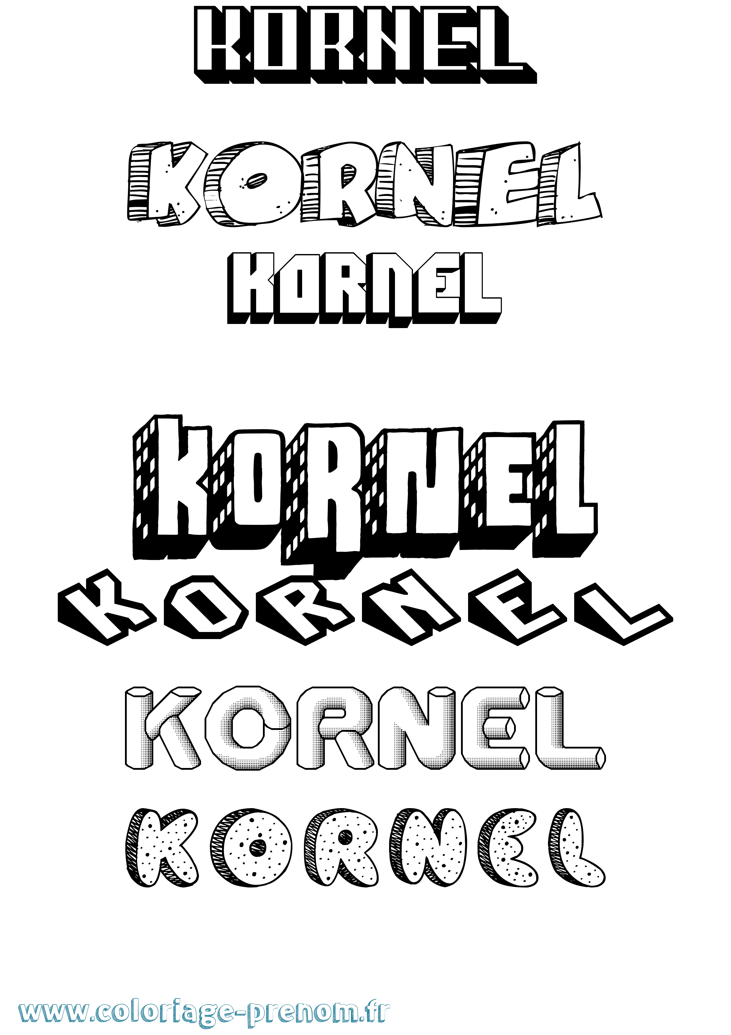 Coloriage Kornel Effet 3D Coloriage prénom Kornel Effet 3D