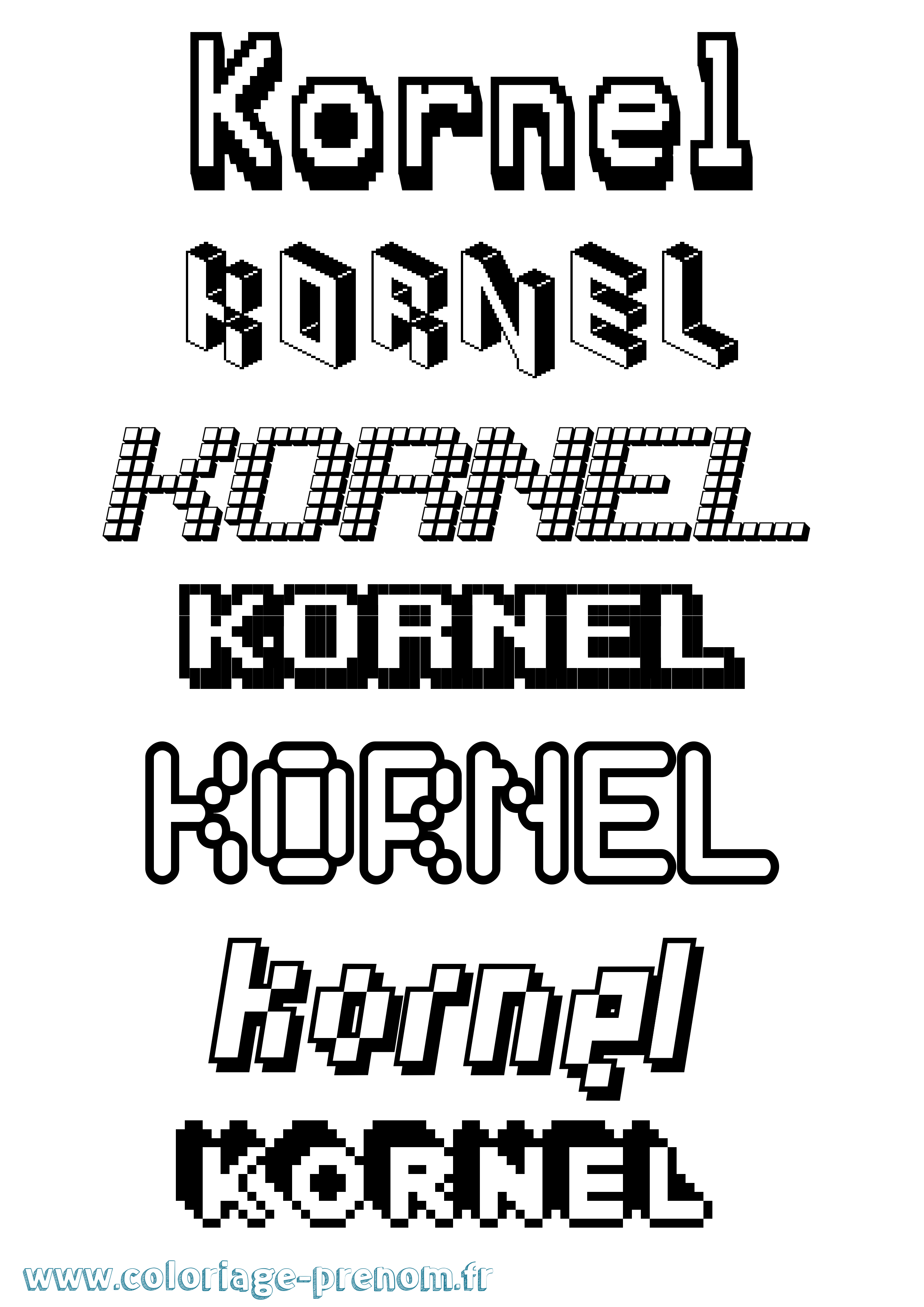 Coloriage Kornel Pixel Coloriage prénom Kornel Pixel