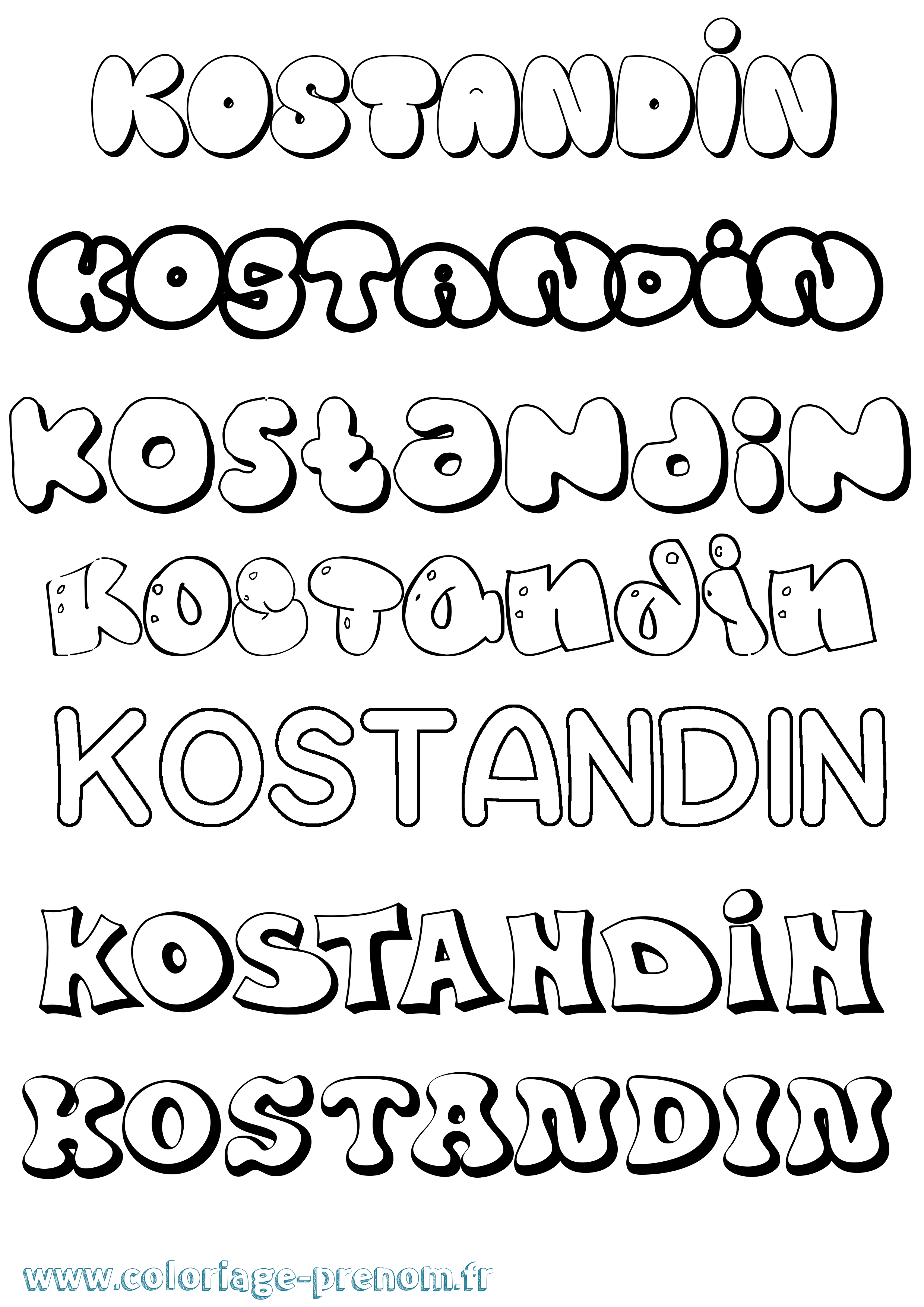 Coloriage prénom Kostandin Bubble