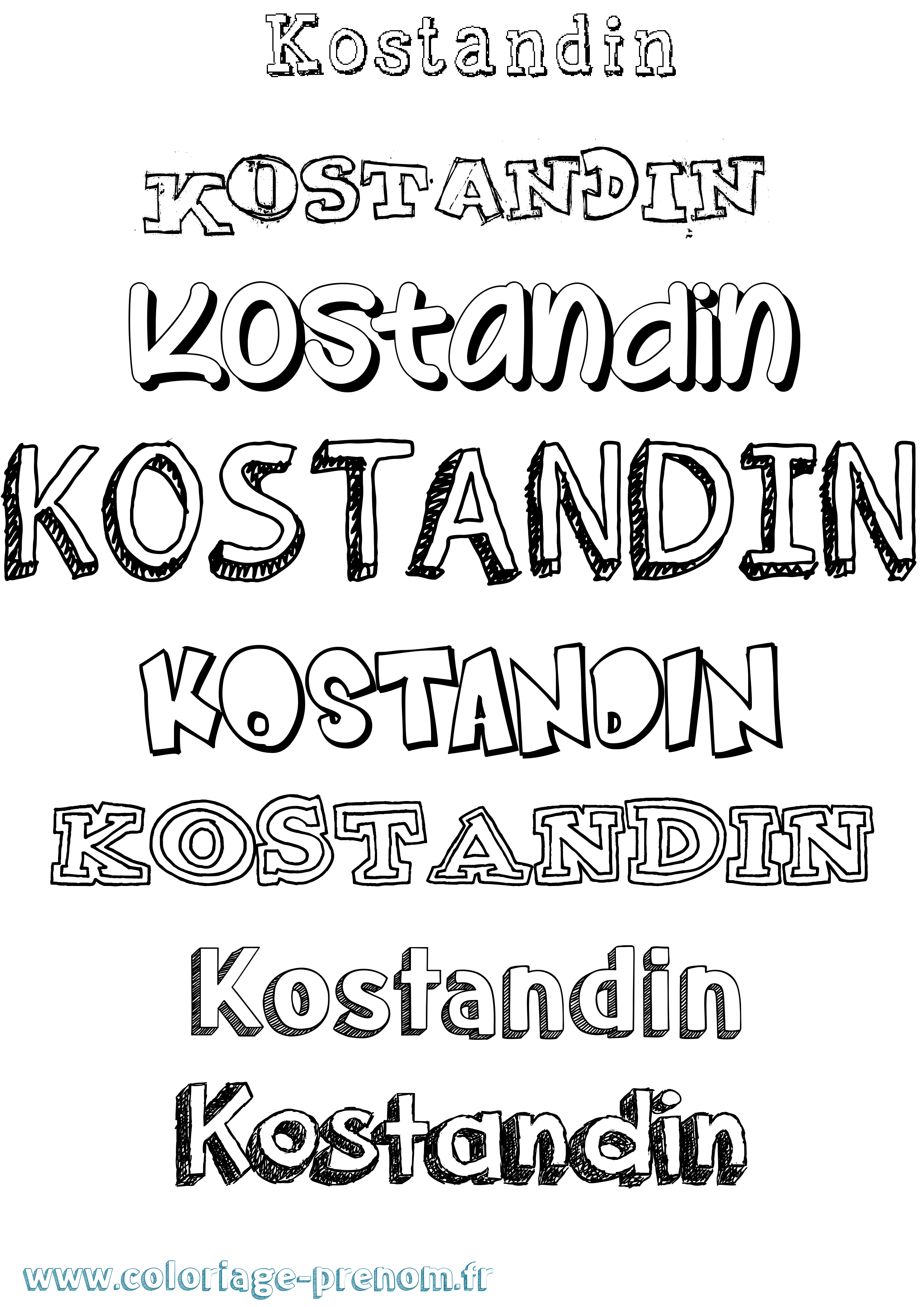 Coloriage prénom Kostandin Dessiné