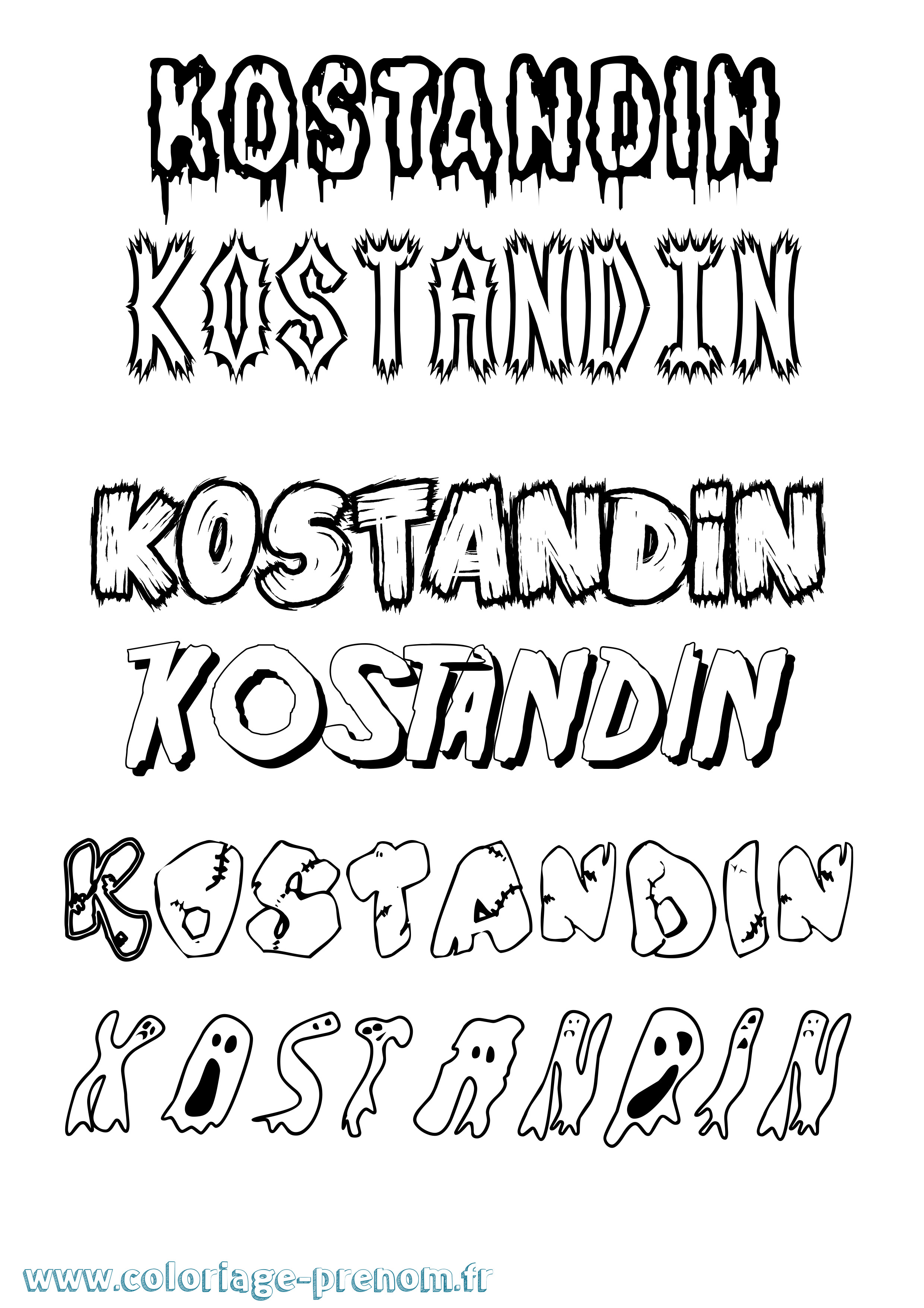 Coloriage prénom Kostandin Frisson