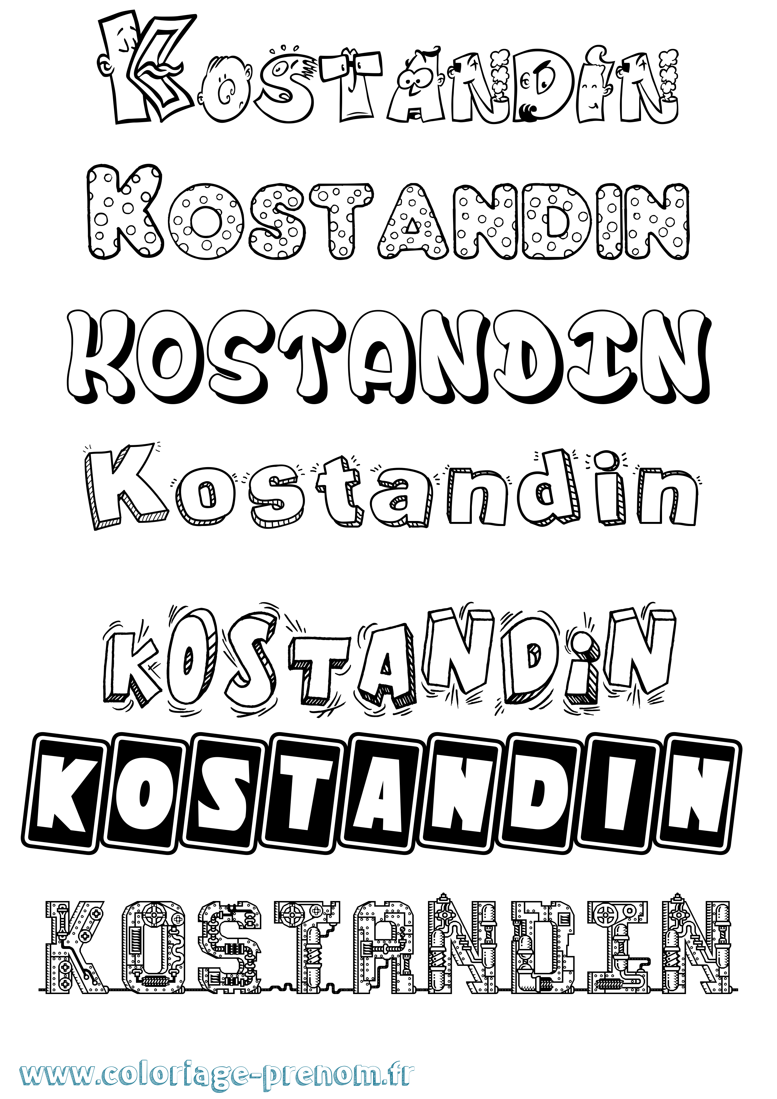 Coloriage prénom Kostandin Fun