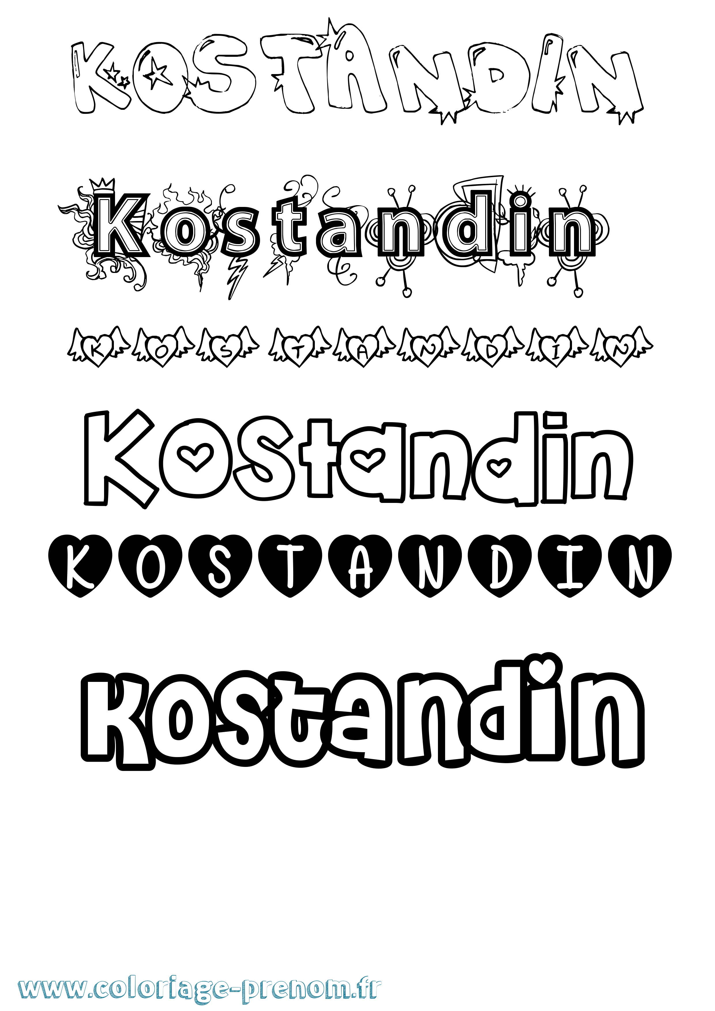 Coloriage prénom Kostandin Girly