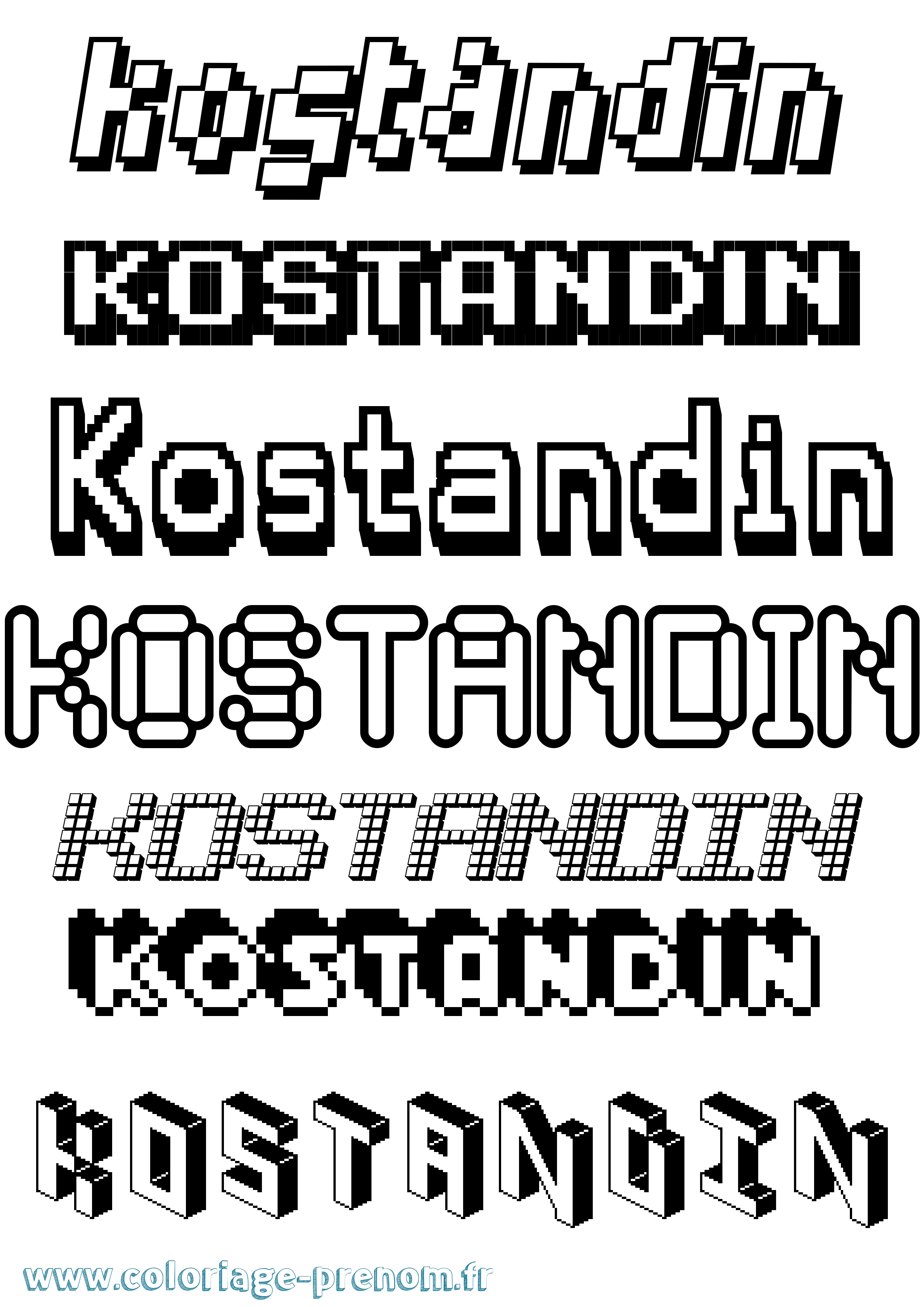 Coloriage prénom Kostandin Pixel